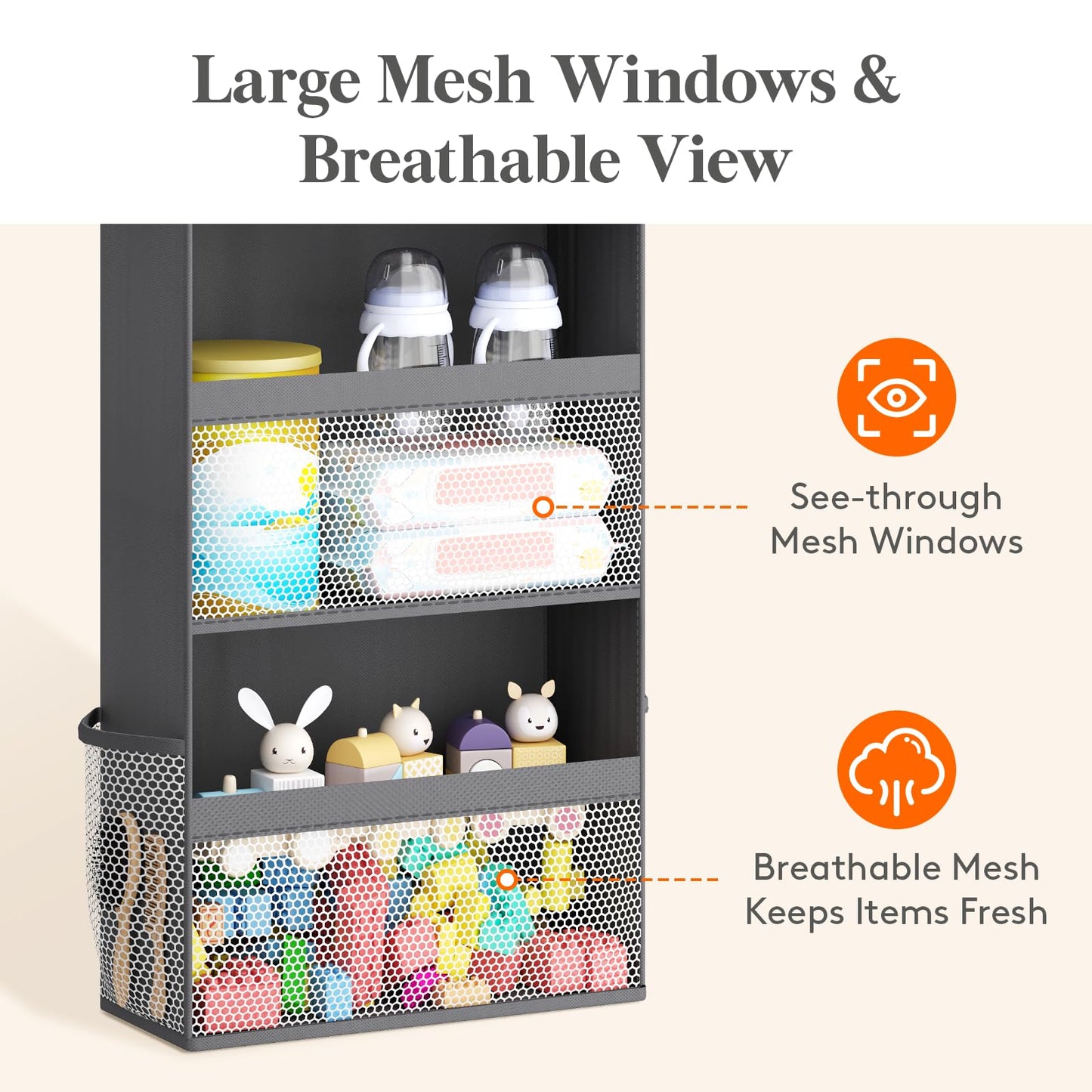 Lifewit 4 Tier Over the Door Diaper Organiser, Hanging Storage, Gray