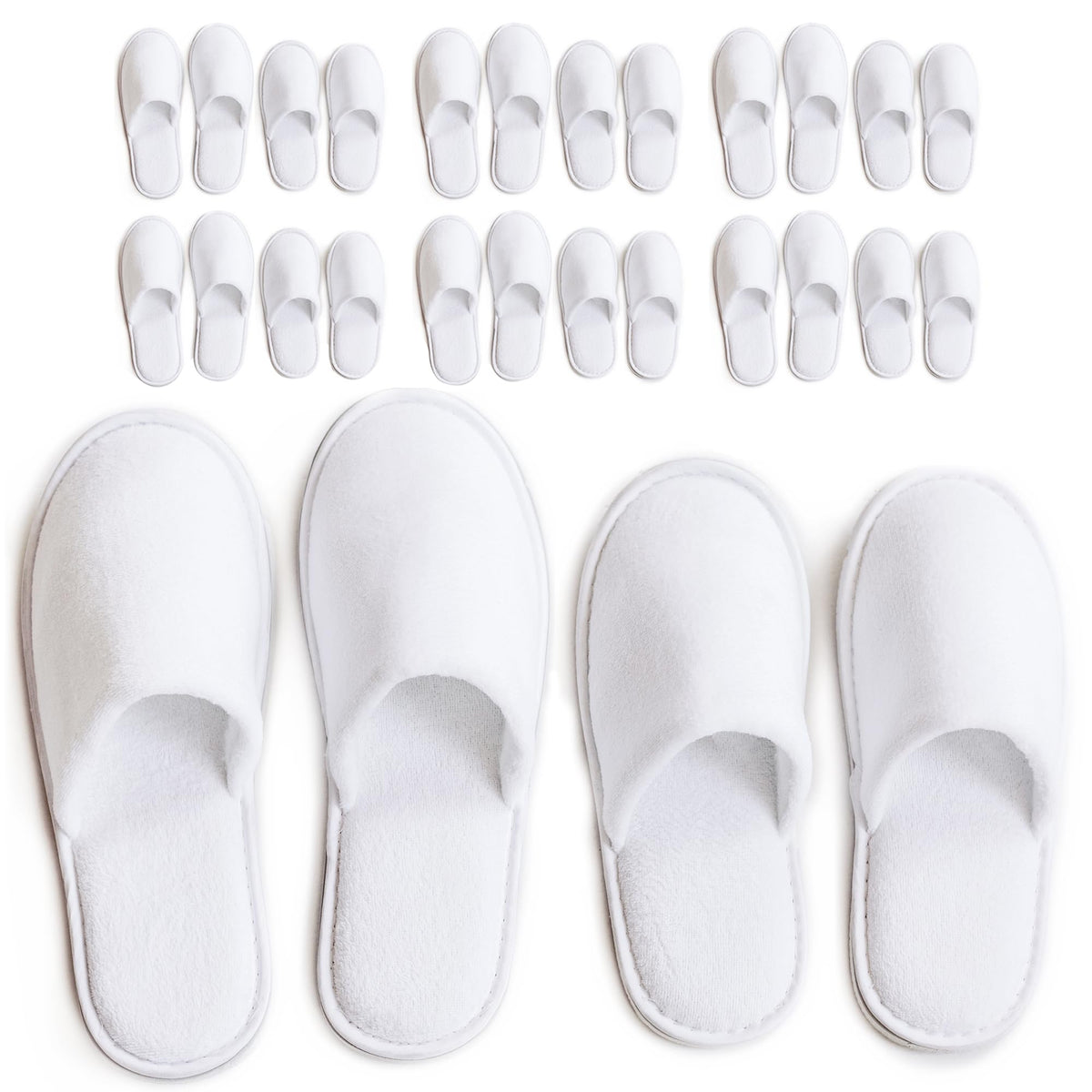 Modlux Disposable Spa Slippers Cotton Velvet with Bags, 12 Pair (6 L,6 M), White