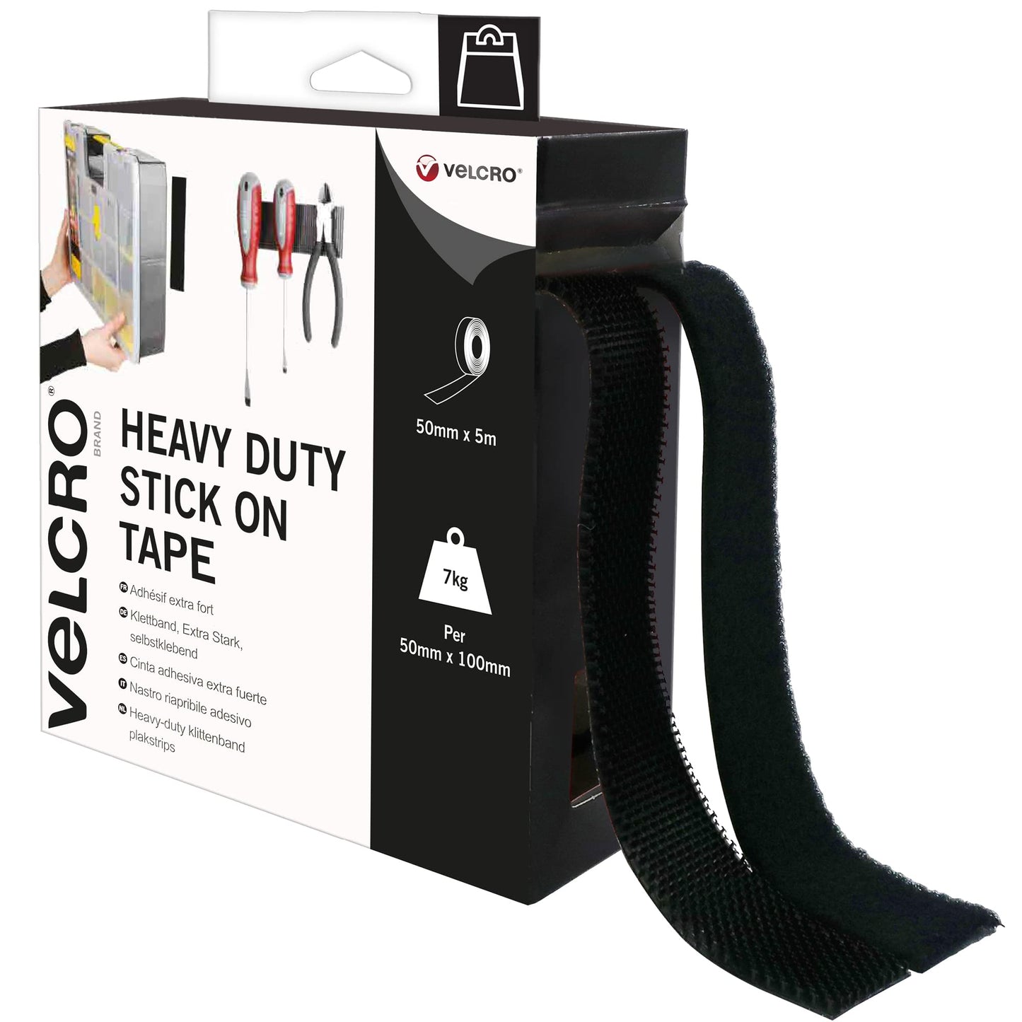 VELCRO Brand Heavy Duty Stick On Tape Cut-to-Length Industrial Extra Strong Double Sided Hook & Loop Self Adhesive Tape Perfect for Room D?cor & Home,