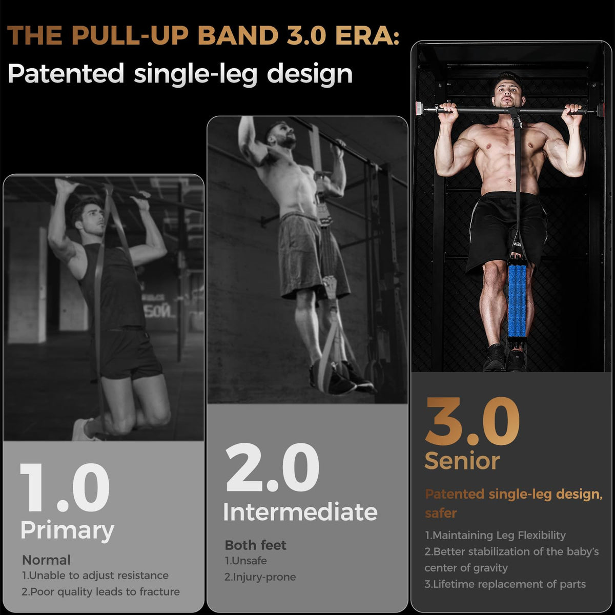 Innstar Pull Up Assistance Bands, 3 Heavy-Duty Adjustable Pull Up Bands Set, Pull Up Bands Assistance Bands for enhanced strength training - Patent