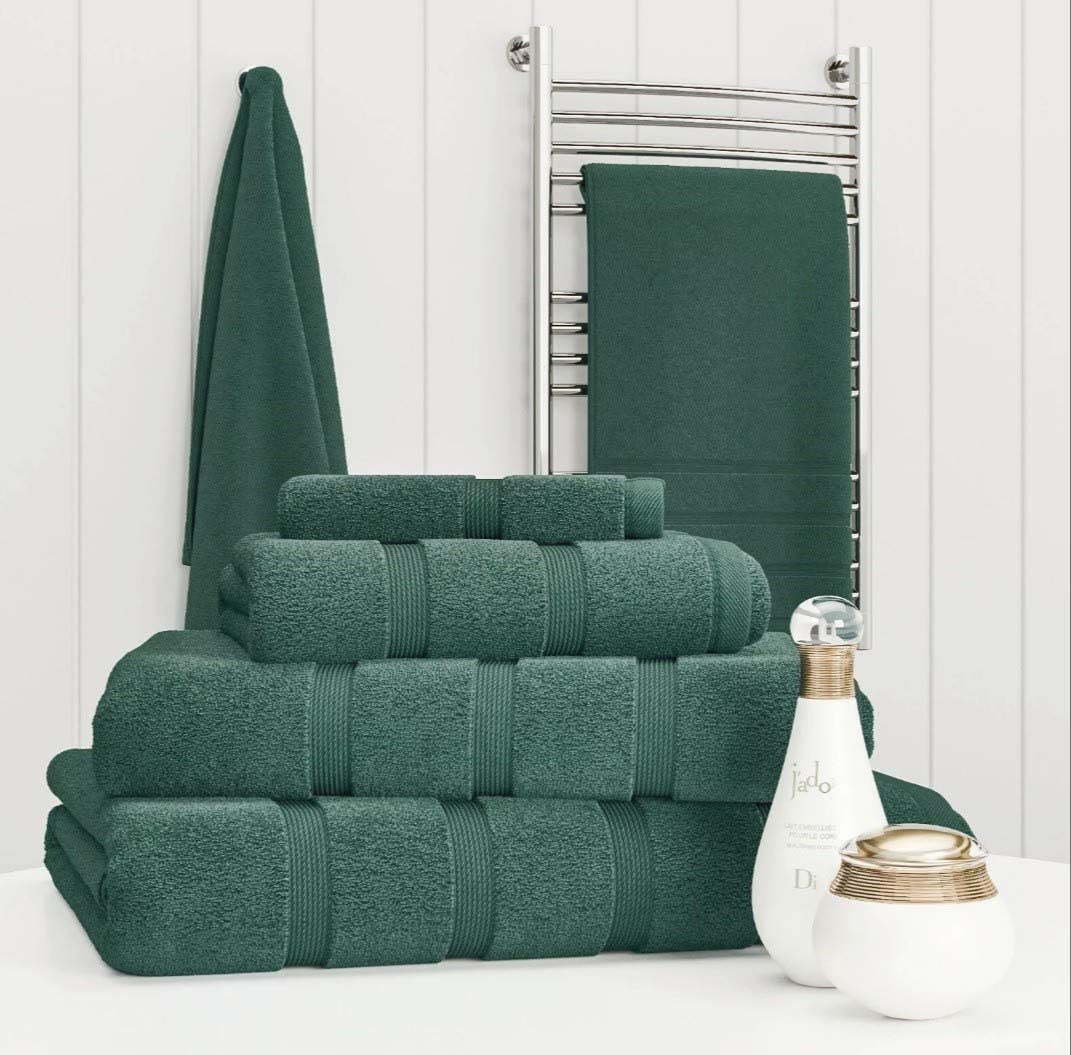 Z Fashion Luxury Towel Set 100% Cotton 4 Piece Towel Set Hand Towel Bath Towel Bale 500 GSM Bathroom towels 4 Piece Sets. (Forest Green)