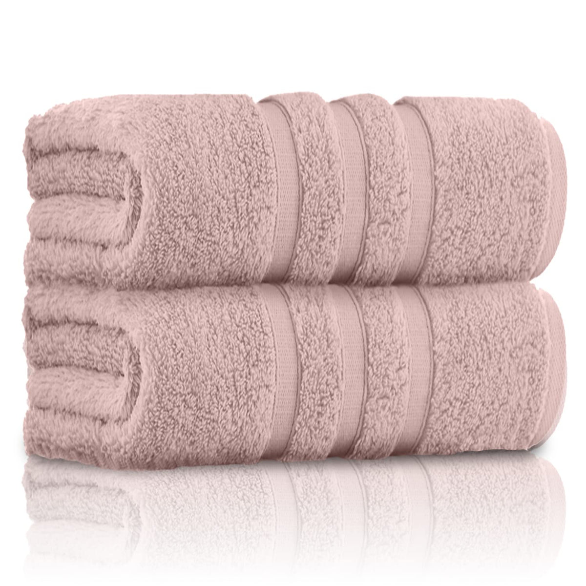 GC GAVENO CAVAILIA Pack of 2 Ultra Soft Super Absorbent Bath Sheets, 550 GSM 100% Cotton Line Texture Towels, Egyptian, Blush Pink, 80x140 Cm