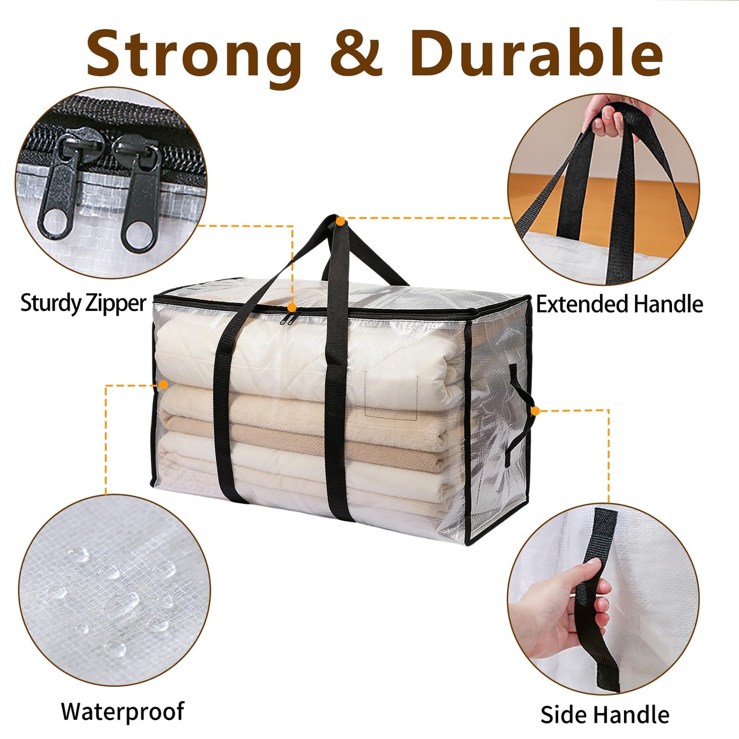 ChioSun 108L Heavy Duty Moving Bags,3 Pack Large Storage Bags with Zips