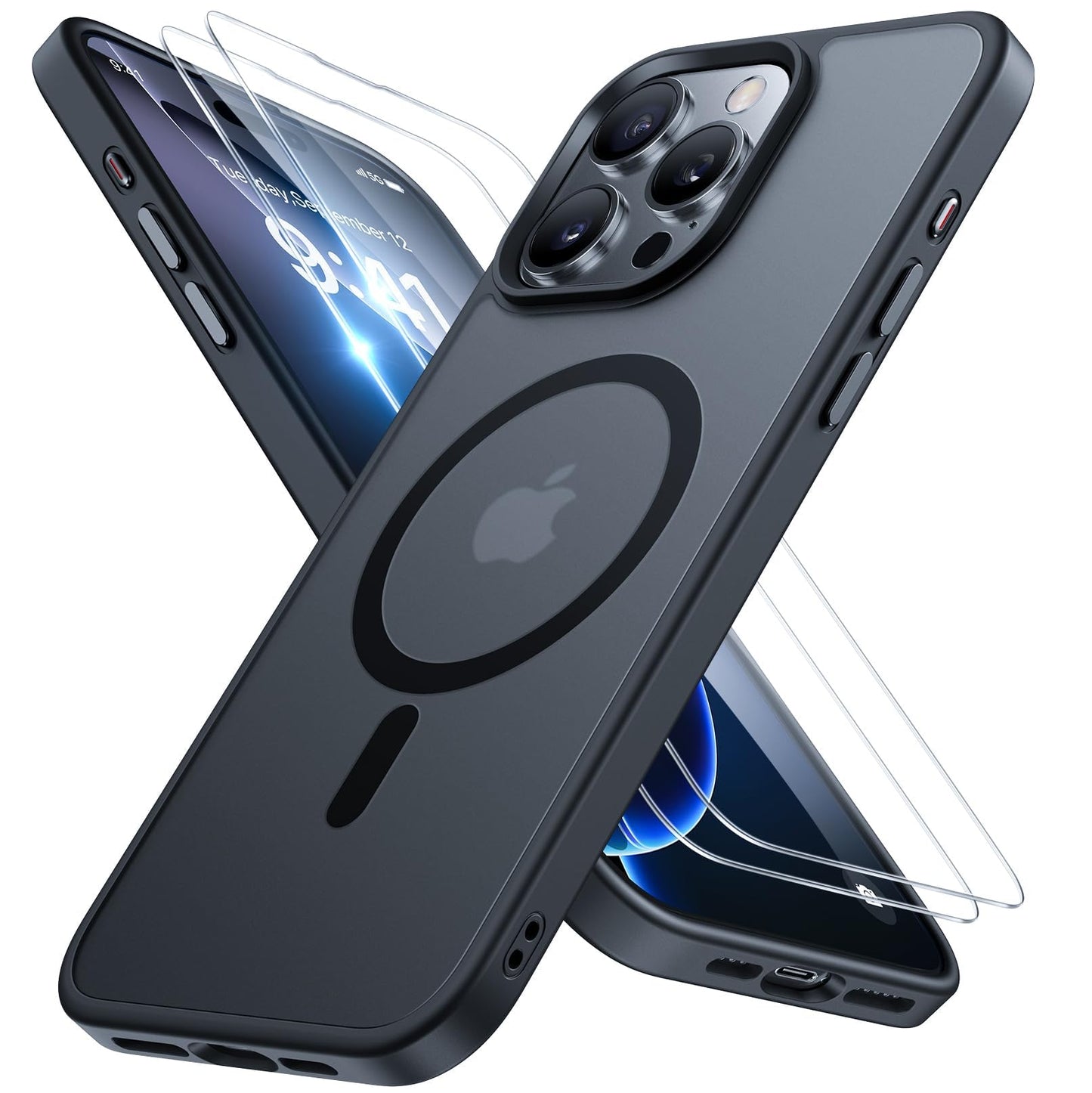 Miracase Magnetic for iPhone 16 Pro Case [With 2X Screen Protectors] [Compatible with MagSafe] Military-Grade Protection, Anti-Fingerprint, Slim Phone