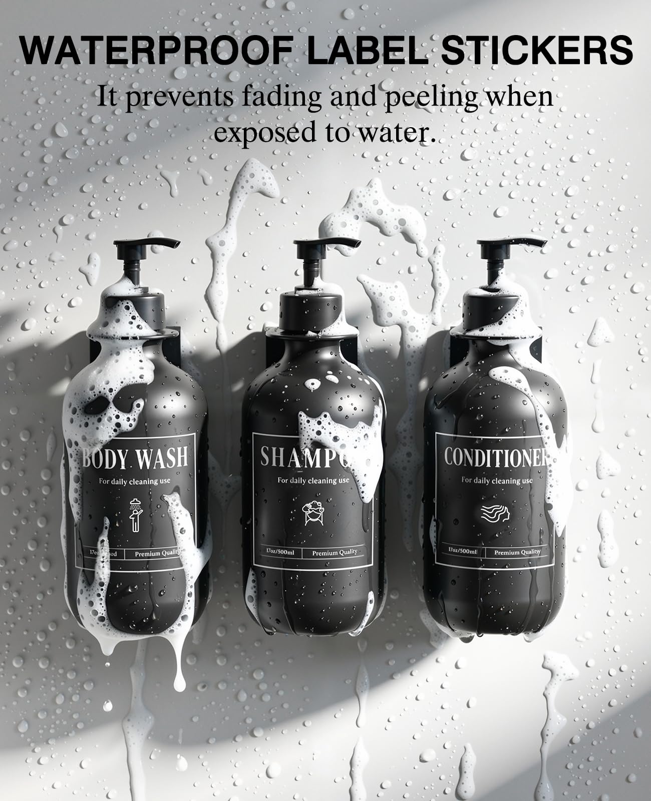 Luxspir Shampoo and Conditioner Dispenser 3 * 500ml No Drill Wall Mount