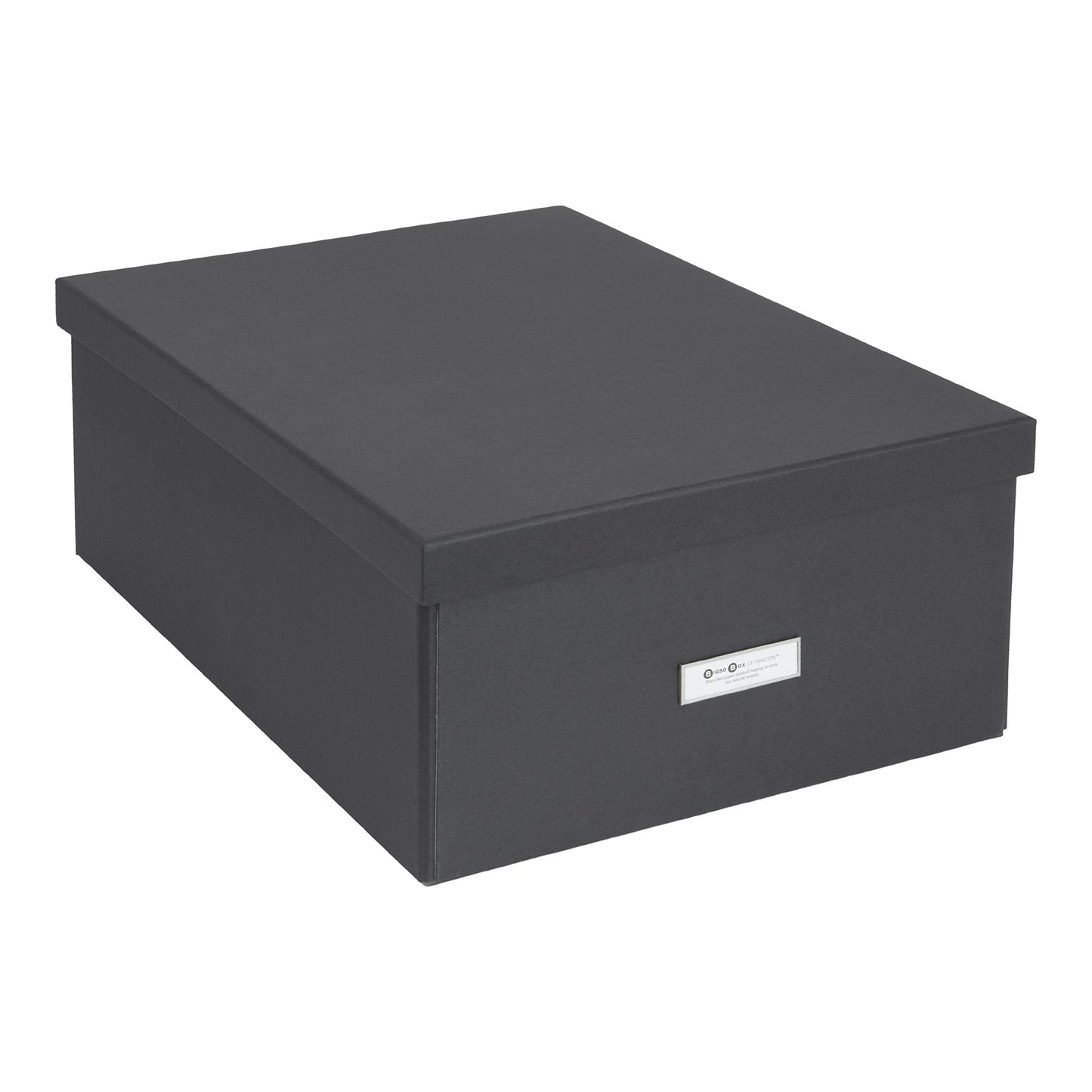 Bigso Box of Sweden Collapsible Storage Box, Paper-Laminated, Dark Grey, L
