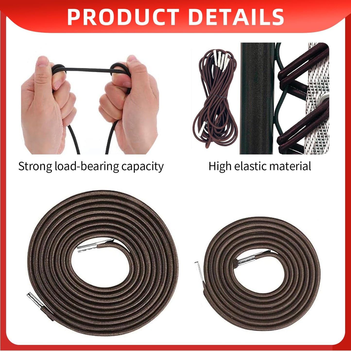 Tholire Universal Zero Gravity Chair Replacement Cord Kit - 4 Pack Elastic Repair Straps for Outdoor Recliners, Sun Loungers, and Anti-Gravity Chairs