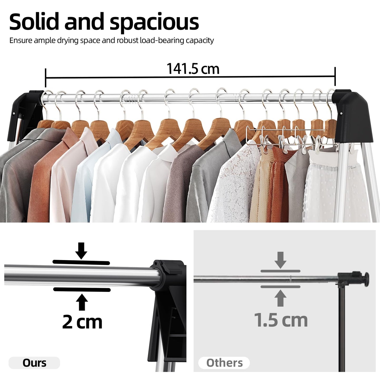 SYKIARIOL Stainless Steel Clothes Rail, Collapsible Drying Rack