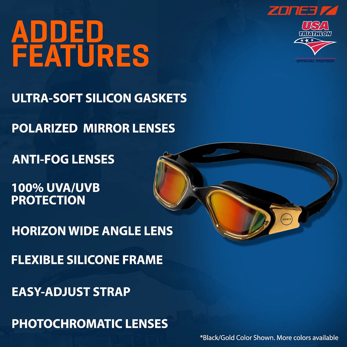 ZONE3 Vapour Swim Goggles - Anti-Fog Treated Lenses & 100% UVA/UVB Protection For Open Water And Pool Swimming Unisex Goggles