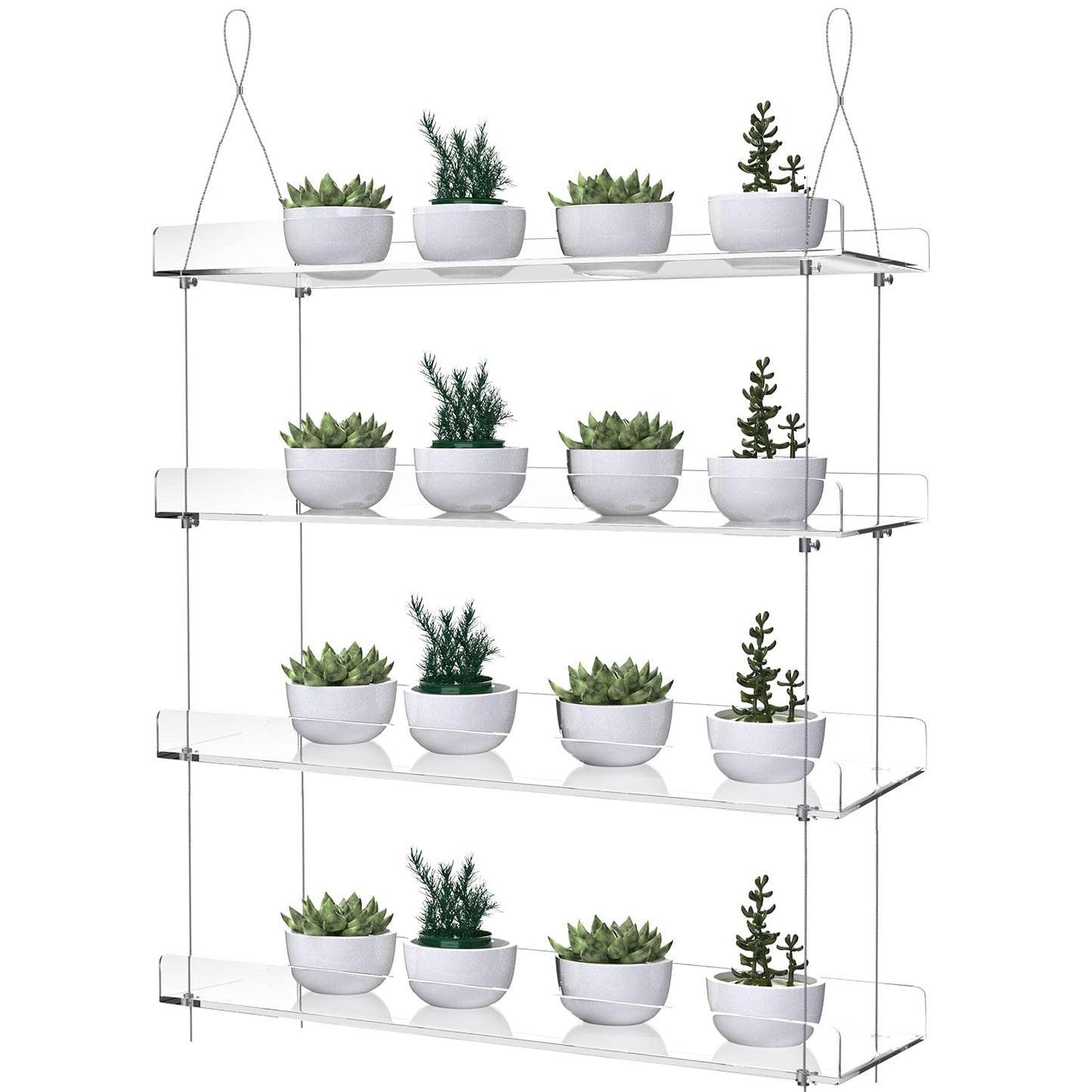 ZerzSemp Hanging Acrylic Plant Shelves for Windows, Height Adjustable Clear Hanging Indoor Windows Wall Hanging Plant Stand for Window Grow