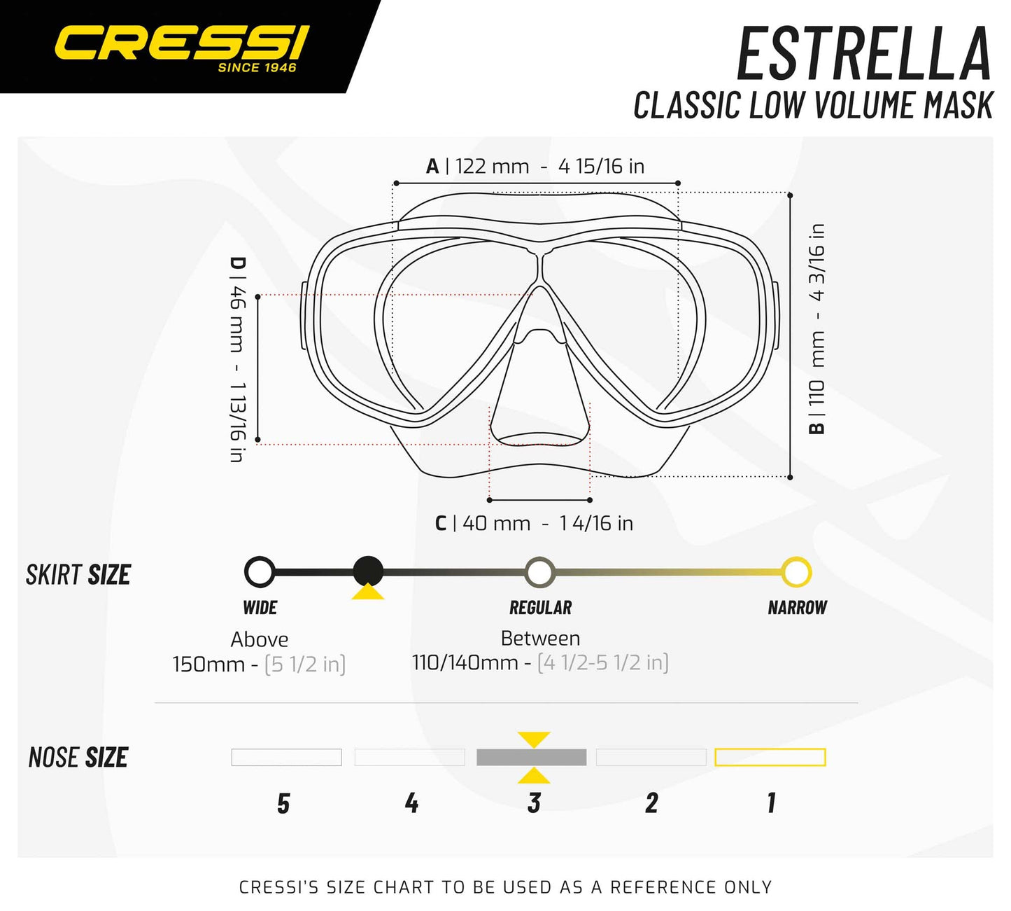 Cressi Estrella - Mask Estrella, Black/Black, One Size, Unisex Adult