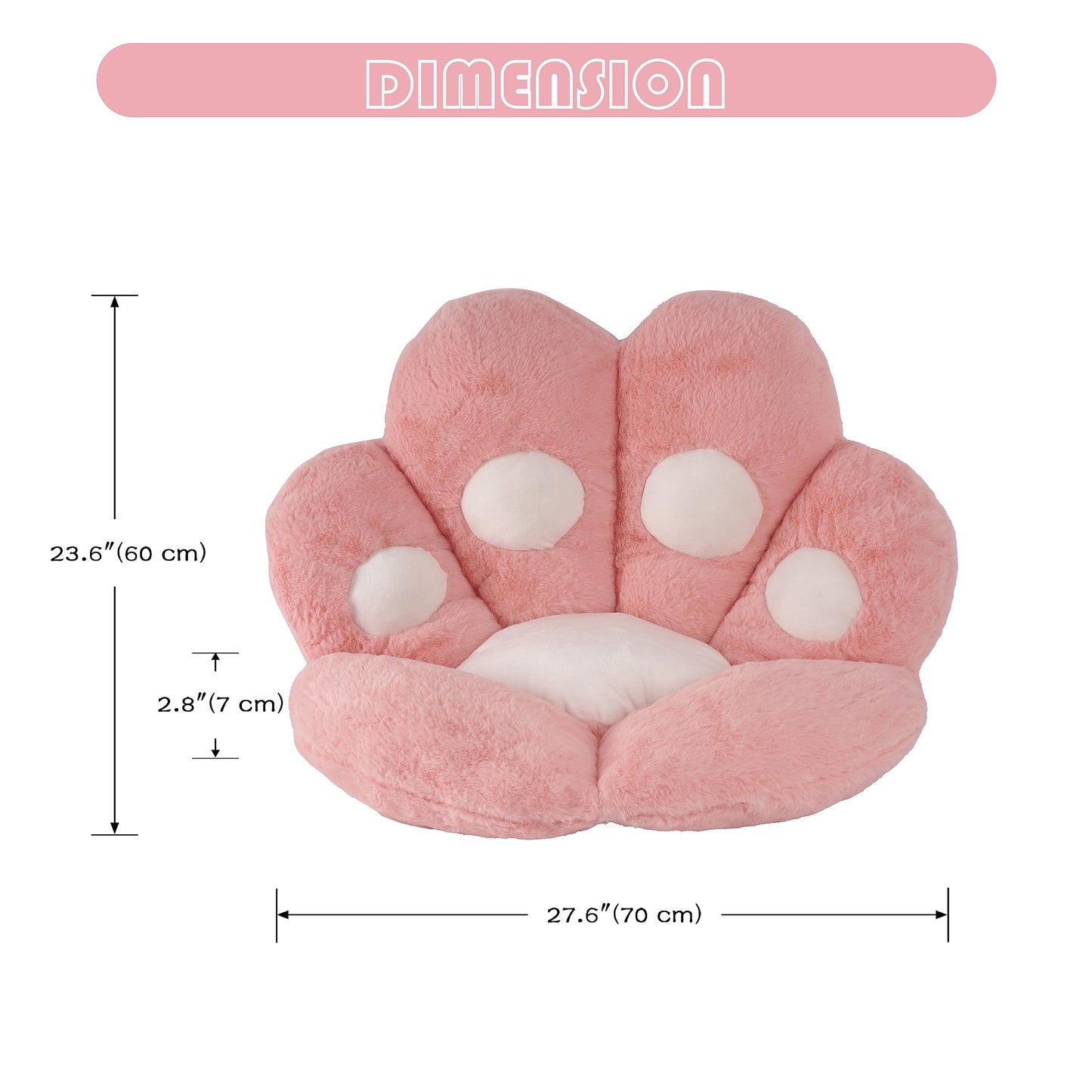 FlyGulls Cat Paw Cushion for Computer Gaming Office Chairs Pink 60x70 cm