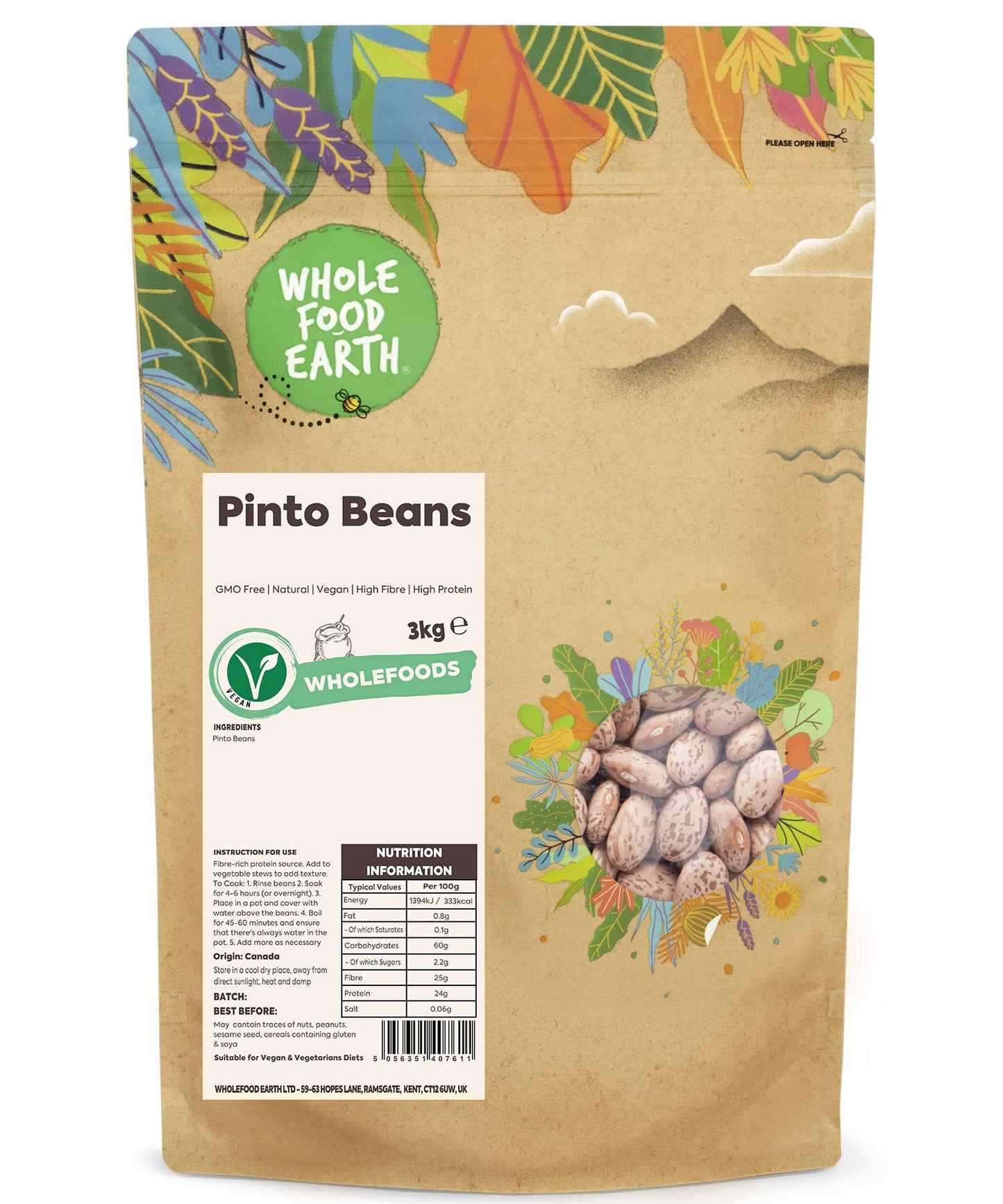 Whole Food Earth Pinto Beans 3 kg