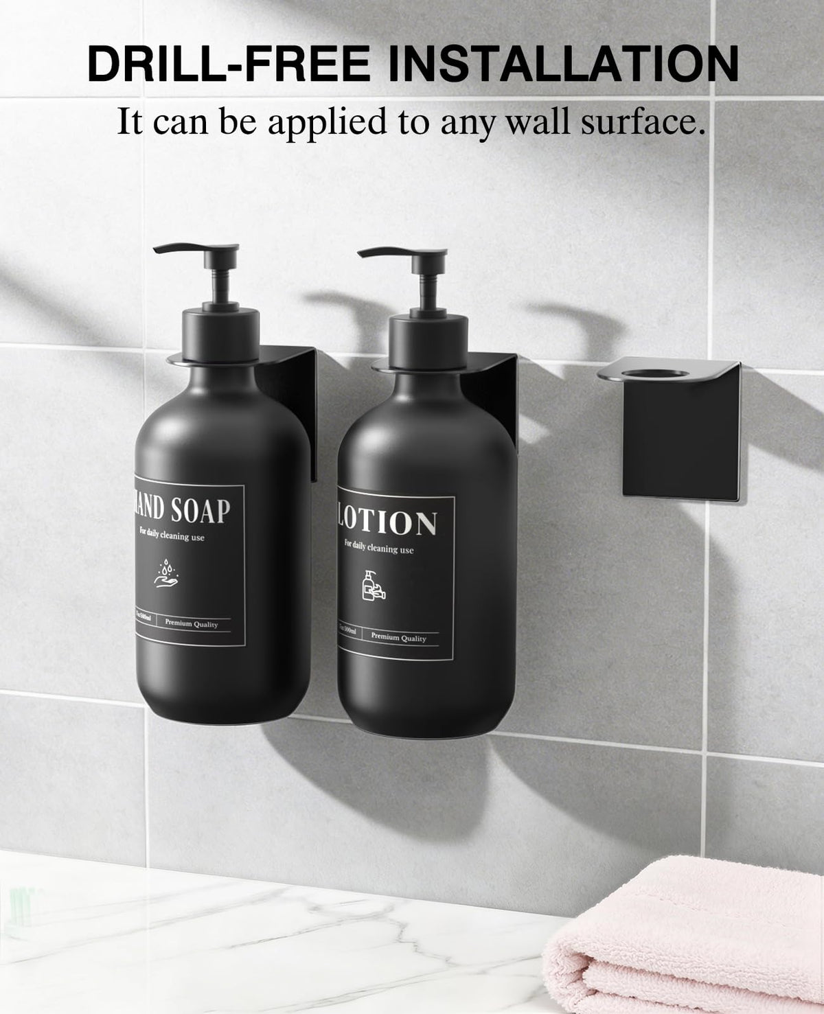 Luxspir Shampoo and Conditioner Dispenser 3 * 500ml No Drill Wall Mount