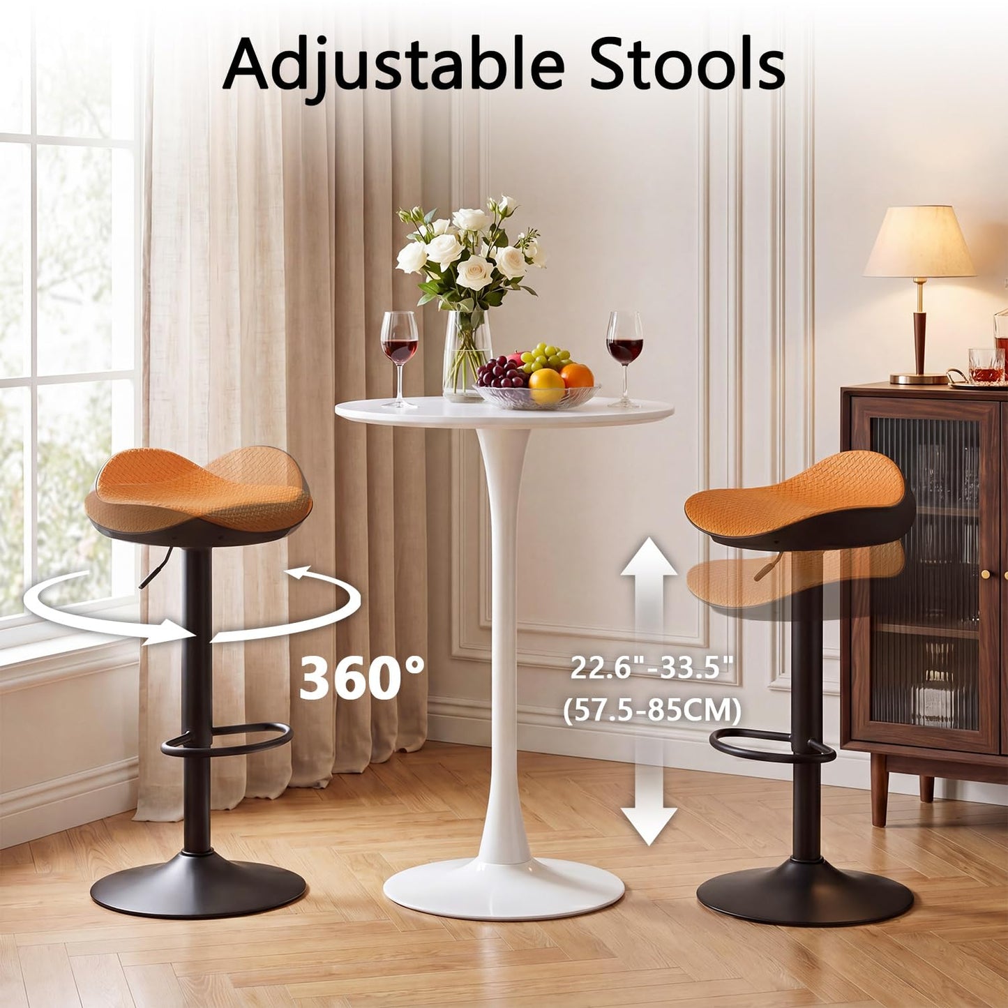 YOUNUOKE Orange Bar Stools Set of 2 Backless Breakfast Barstools