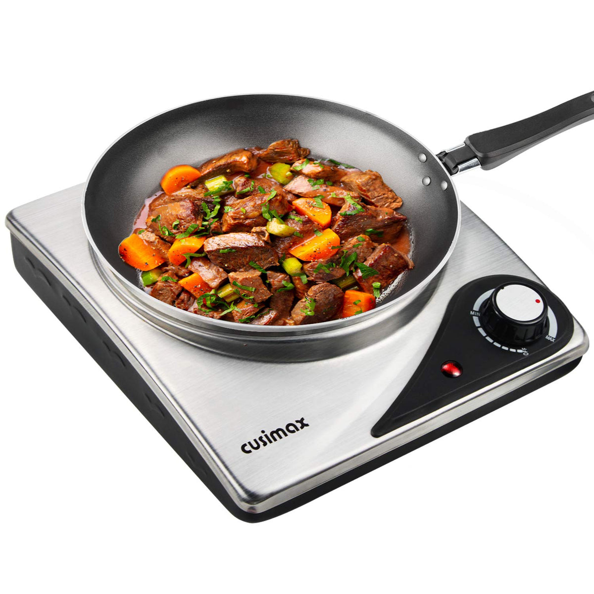 CUSIMAX Hot Plate for Electric Cooking Portable Single Hob, Cooktop Table Top Hob with Cast Iron Hob Rings Electric Burner with Temperature Control,