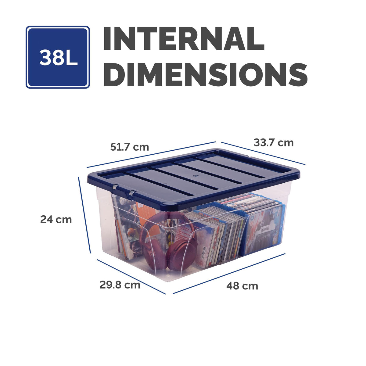 Bankers Box 38L Plastic Storage Box 3-Pack, BPA-Free & 100% Recycled Lids, Nesting & Stackable, Dust Cover Lid, 25x38x56cm