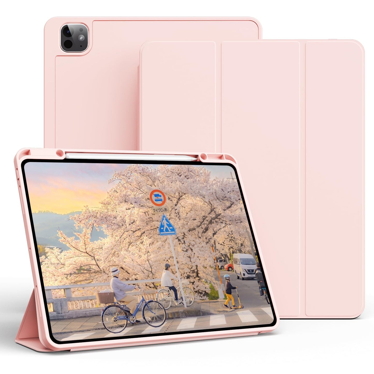 KVTVOU for iPad Pro 13 Inch Drop-Proof Case 2024/2025 (7th / 8th Generation) with Pencil Holder, Shockproof Tri-Fold Stand, Support Pencil Charging
