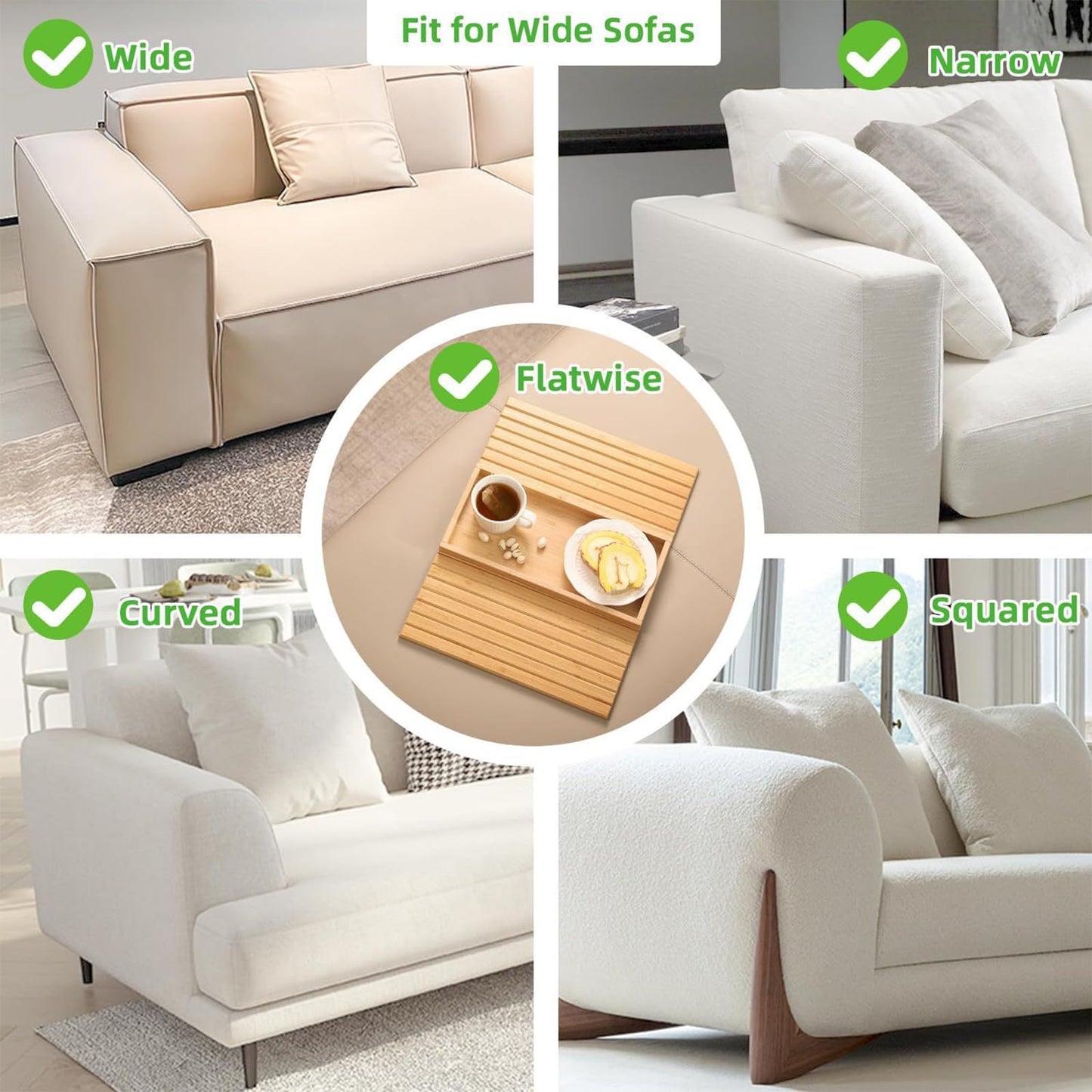 SHILIPAIJC Sofa Arm Tray, Armchair Tray Sofa Arm Table with Cup Mats