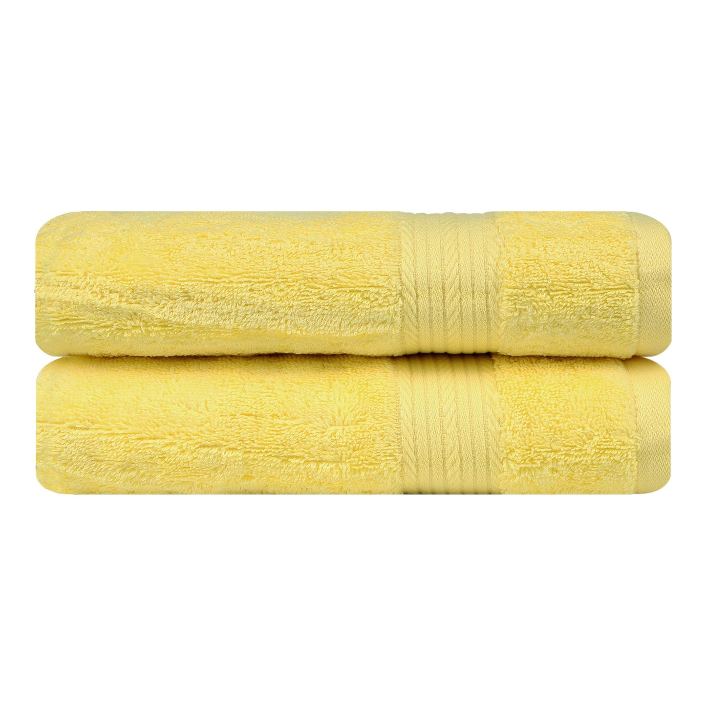 Ample Decor Hand Towel Set of 2 – 46 x 72 cm, 400 GSM, 100% Cotton – Quick-Drying, Super Absorbent – Ideal for Bathroom, Gym, Spa – Yellow