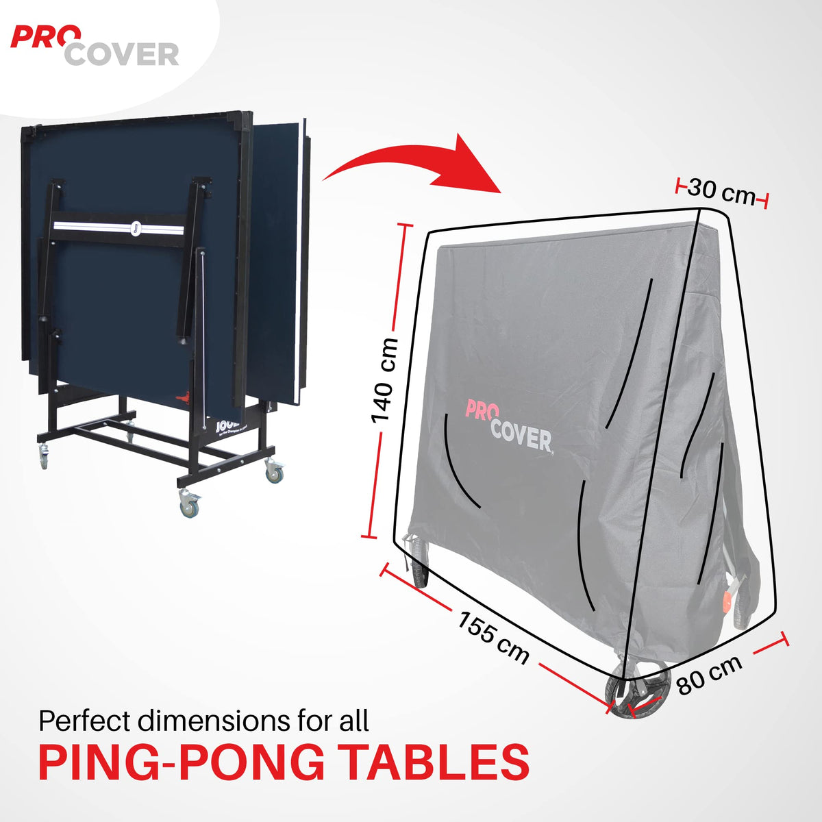 ProCover - Premium ping pong table cover. Professional quality. Ultra-resistant and waterproof. Universal table tennis cover