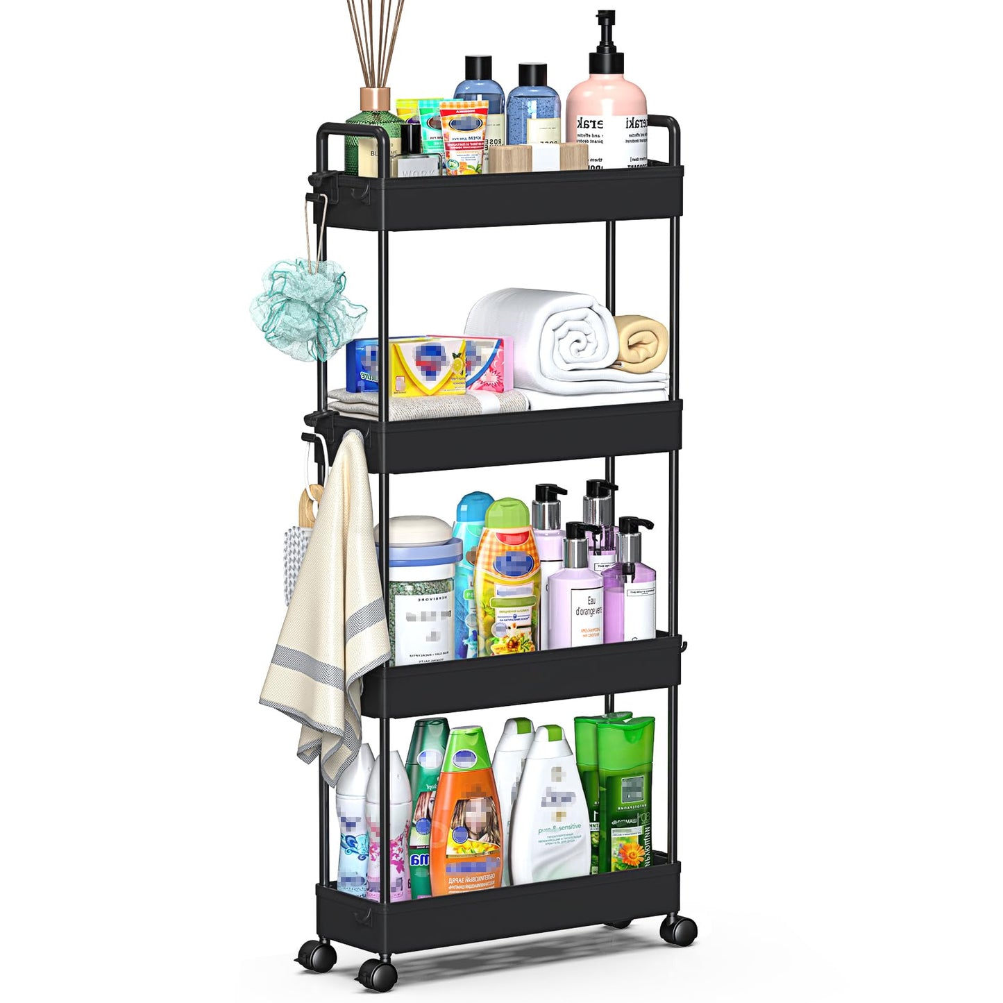 SOLEJAZZ Storage Trolley Cart Slim Rolling Cart Mobile Storage Shelving