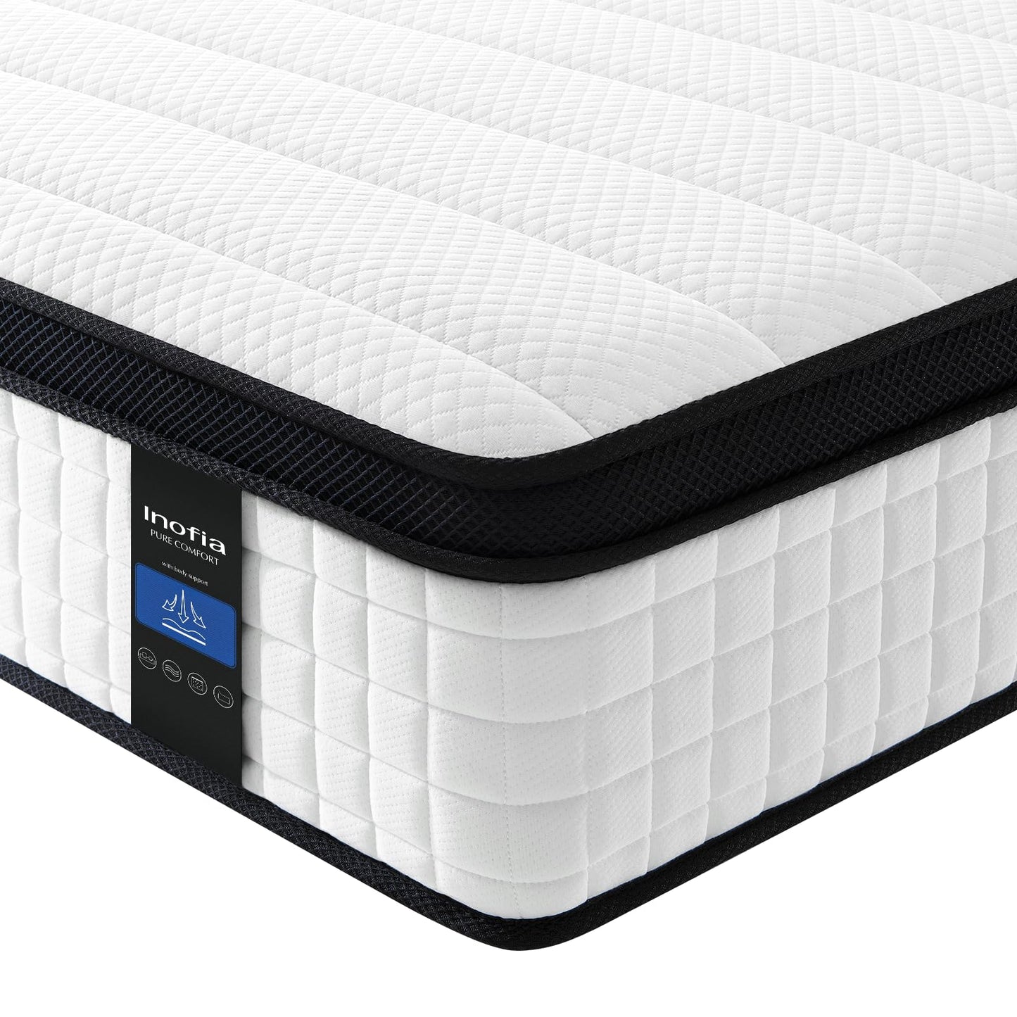 Inofia Small Double Mattress, 12 Inch Hybrid Mattress with Medium Firm Feel