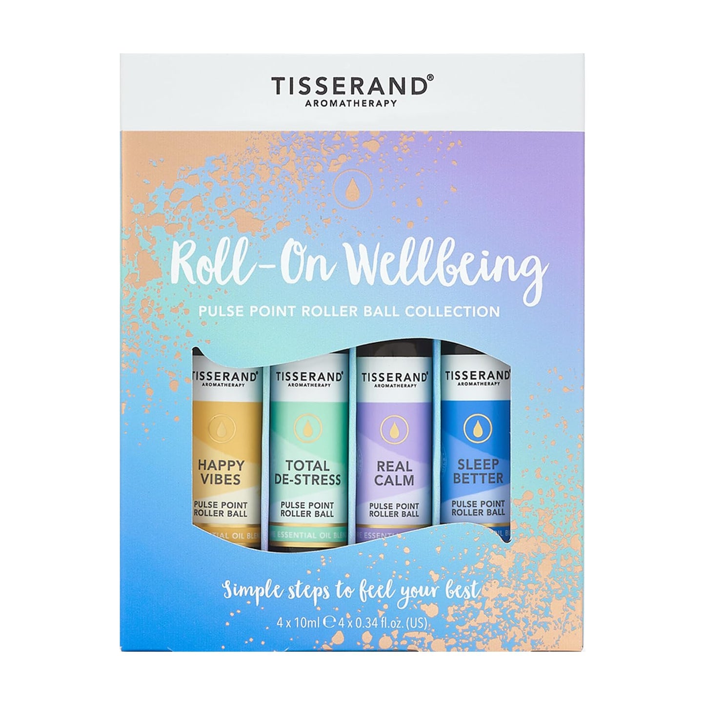 Tisserand Aromatherapy - Wellbeing Roller Ball Collection - Pulse Point Roller Ball - Happy Vibes, Total De-Stress, Sleep Better and Real Calm - 100%