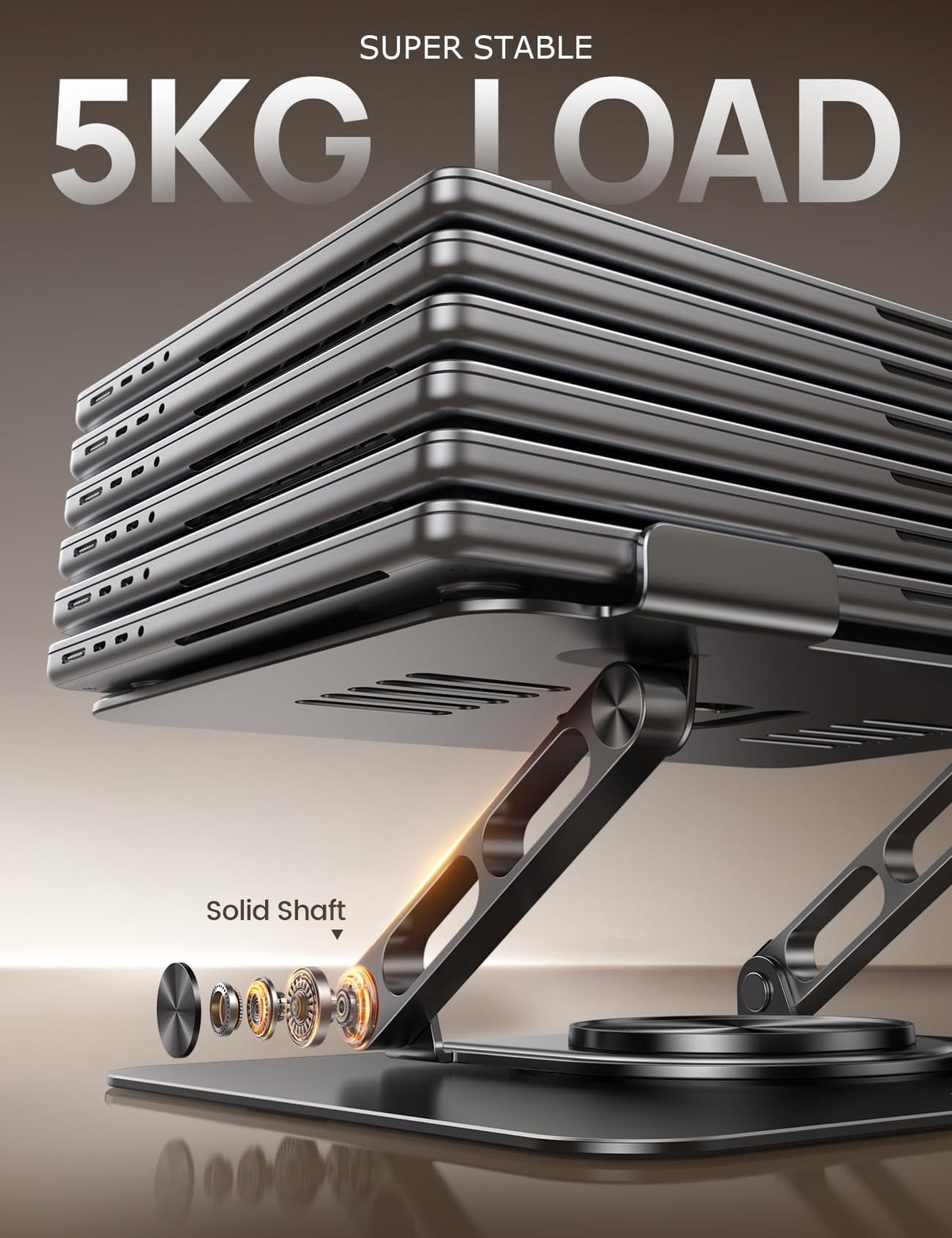 Lamicall Laptop Stand Desk, Laptop Riser - [360° Rotatable] Foldable Aluminum Notebook Holder