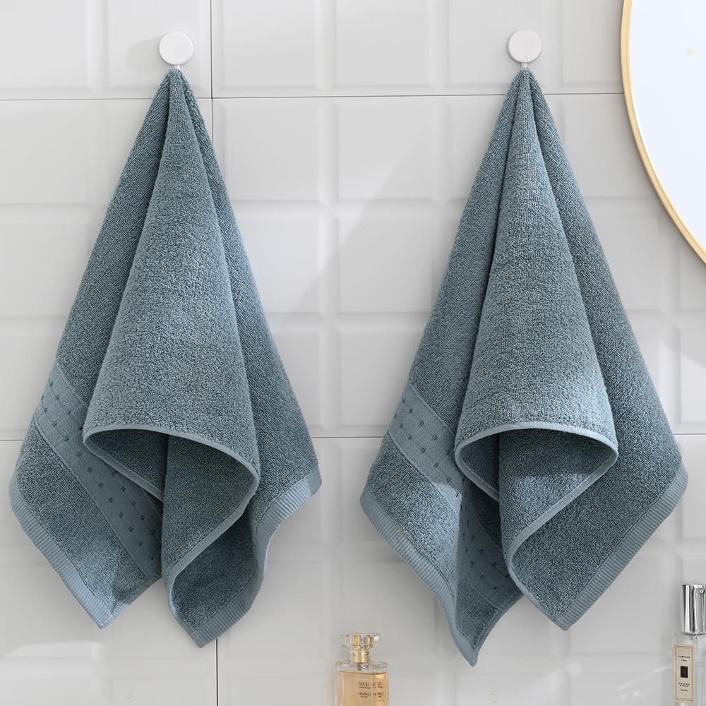 sense gnosis 100% Cotton Green Hand Towels Absorbent Super Soft Face Towels Lint Free Checkered Bath Hand Towels for Bathroom Travel Yogo Sport Spa