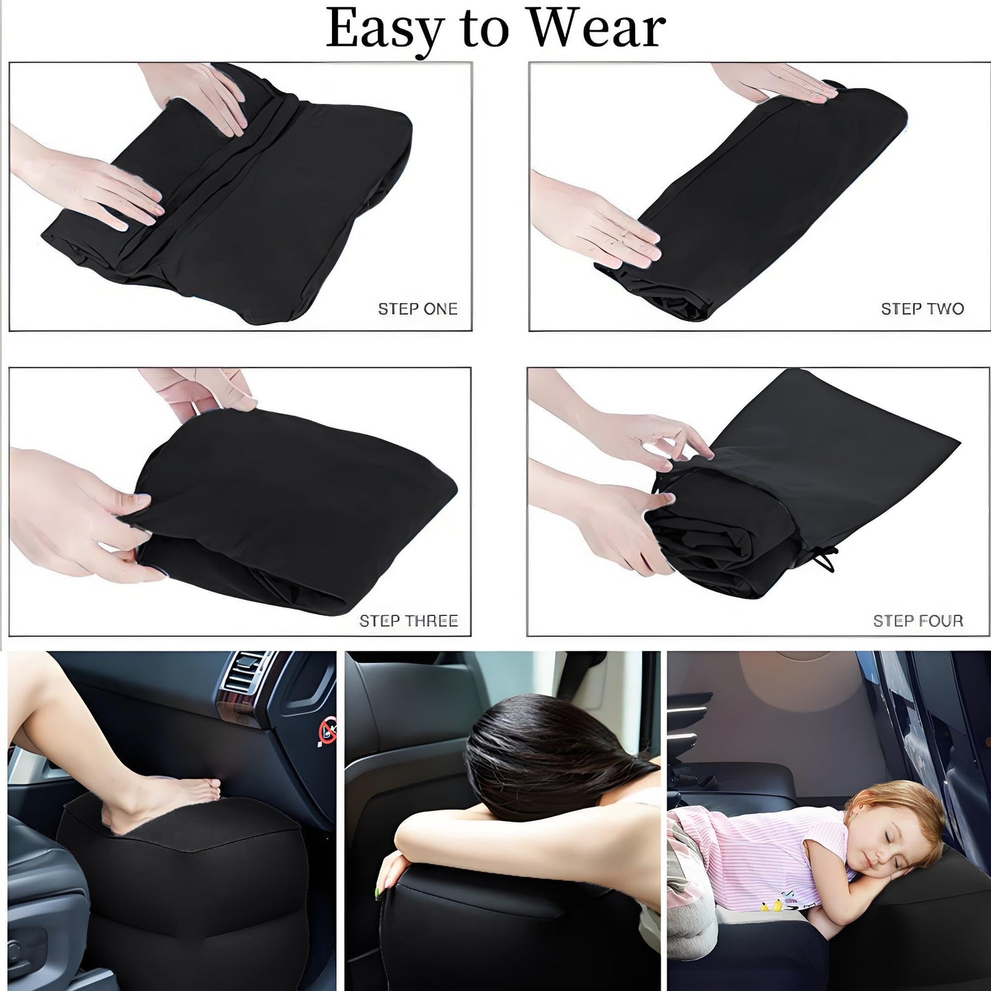 Inflatable Foot Rest Pillow 2 Pack, Adjustable Travel Footrest