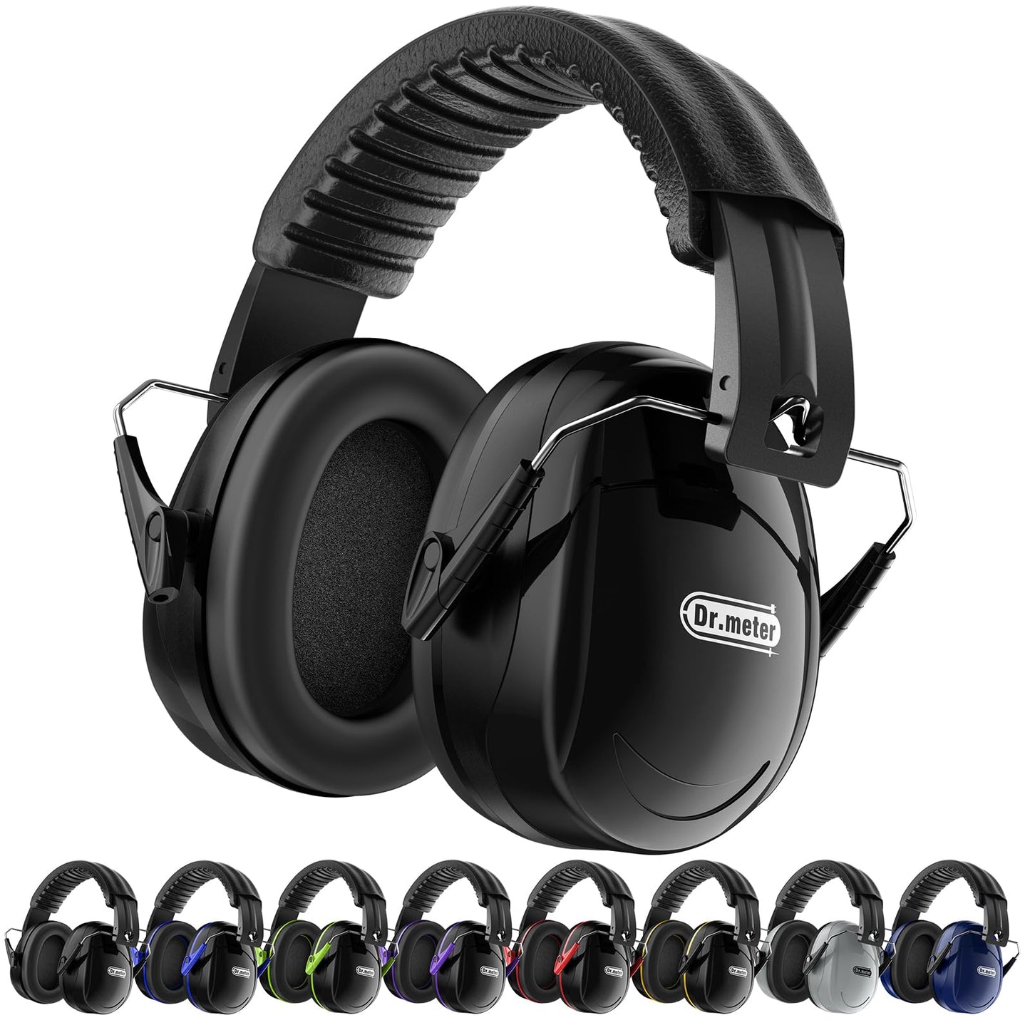 Dr.meter Hearing Protection Ear Muffs, 31dB Noise Reduction Safety Earmuffs with Adjustable Headband for Adults Kids Autism Sensory, Ear Muff for Yard