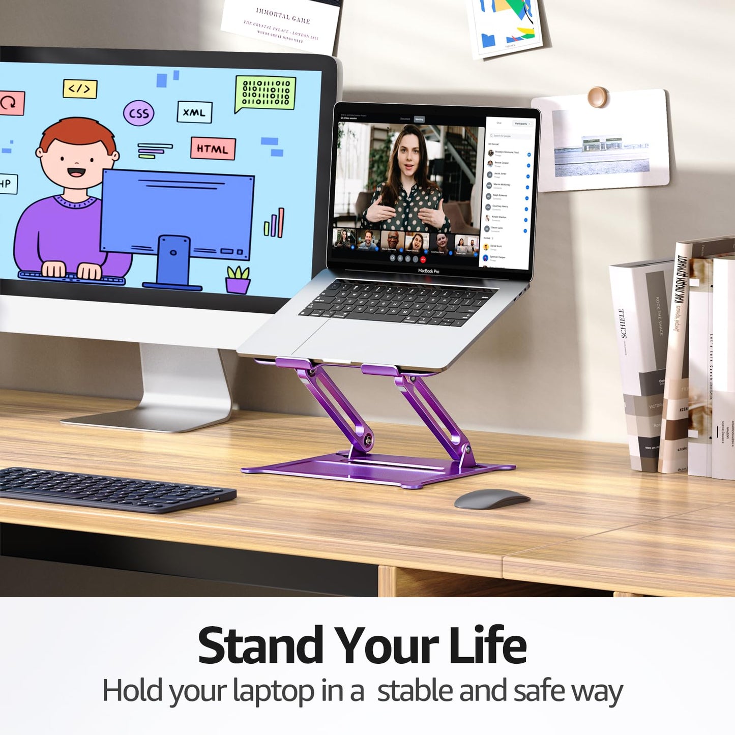 urmust Laptop Stand, Adjustable Laptop Stand for Desk, Purple