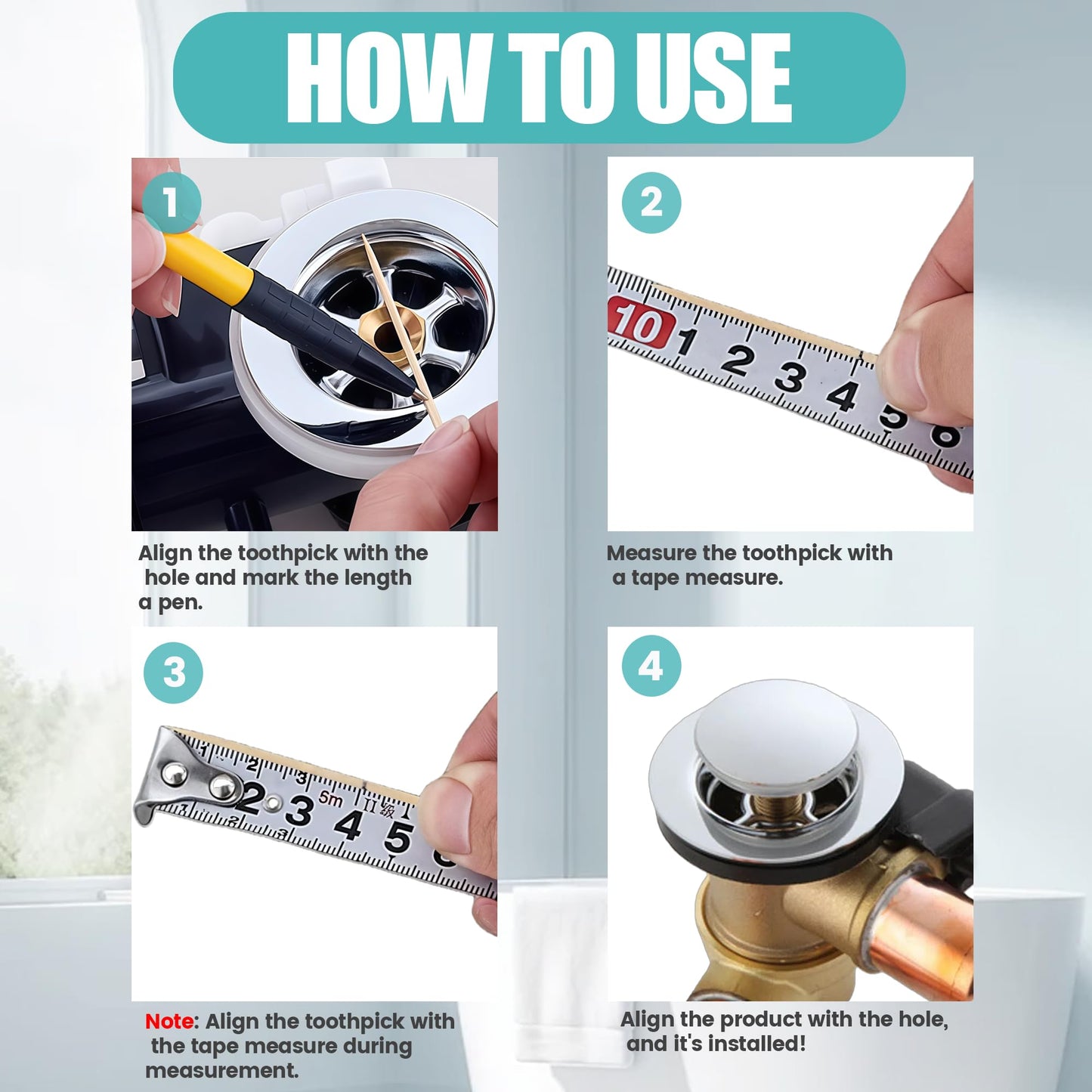 72mm Pop up Bath Plug Replacement with Double-Layer Sealing Ring
