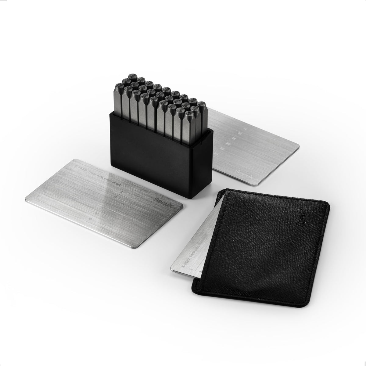 SecuX ? XSEED Plus - Secure Bitcoin Wallet Crypto Seed Storage Steel Plates (Steel Punch Set Included) Compatible with SecuX, Ledger, Trezor Hardware
