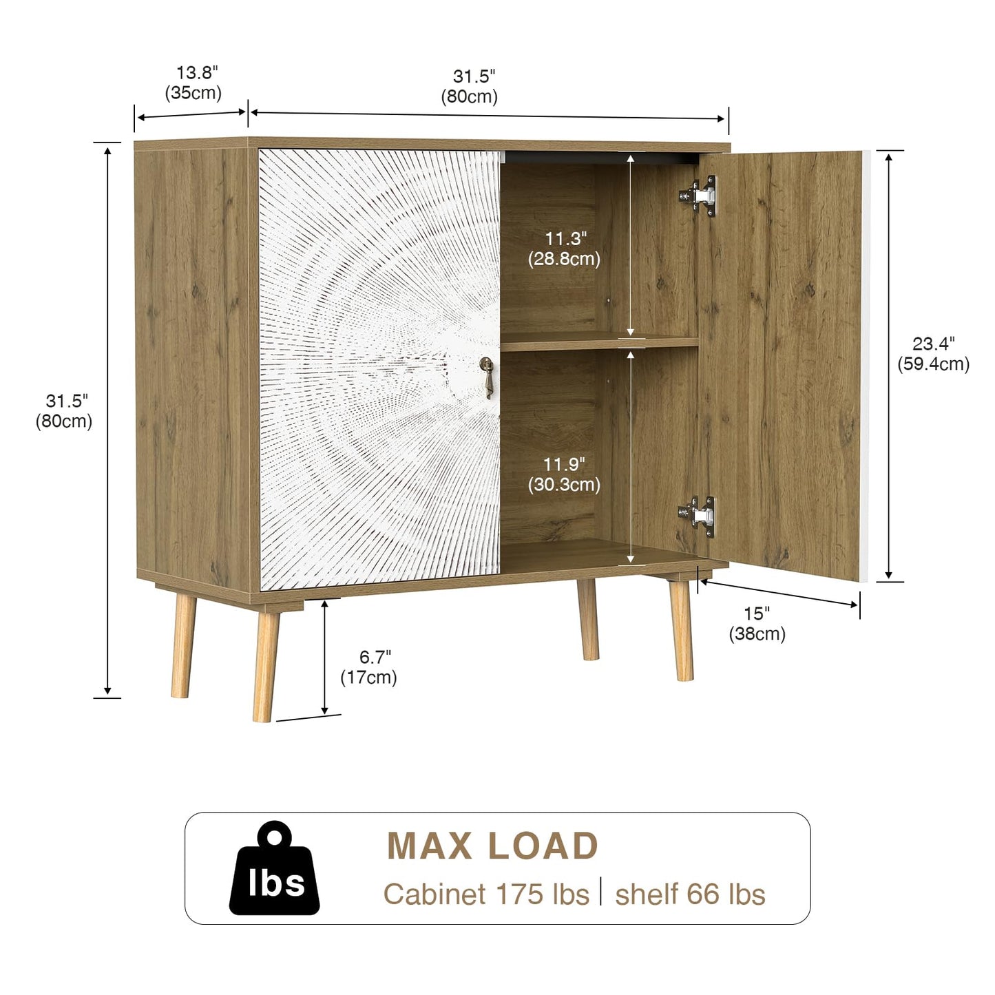 Skokliz Accent Cabinet with 2 Doors, Carved Storage Cabinet with Adjustable Shelf, Decorative Sideboard Buffet Cabinet with Solid Wood Feet