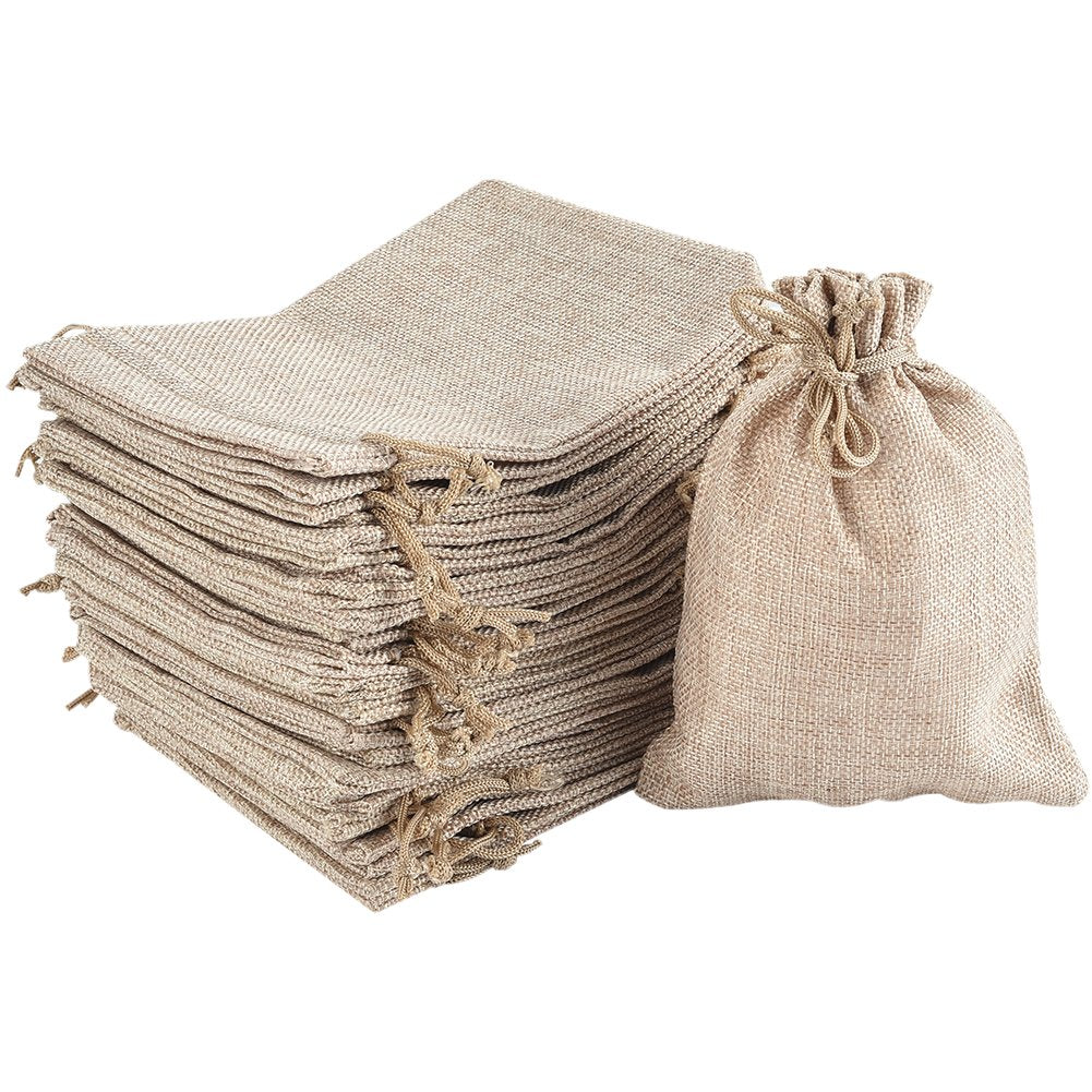 Irich 30 Pack Small Hessian Bags with Drawstring, 13 X 18 CM Biodegradable & Reusable Jute Bag,Fabric Gift Bag Wedding Gift Bags for Wedding Party