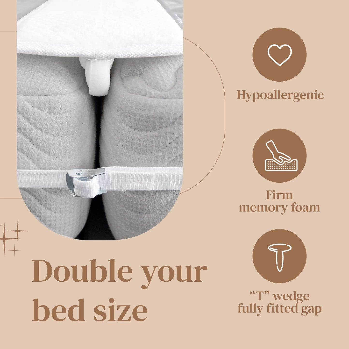 FeelAtHome 10 Inch Wide Bed Bridge Twin to King Converter Kit - Twin Bed Connector King Maker - Bed Gap Filler to Make Twin Beds Into King - Mattress