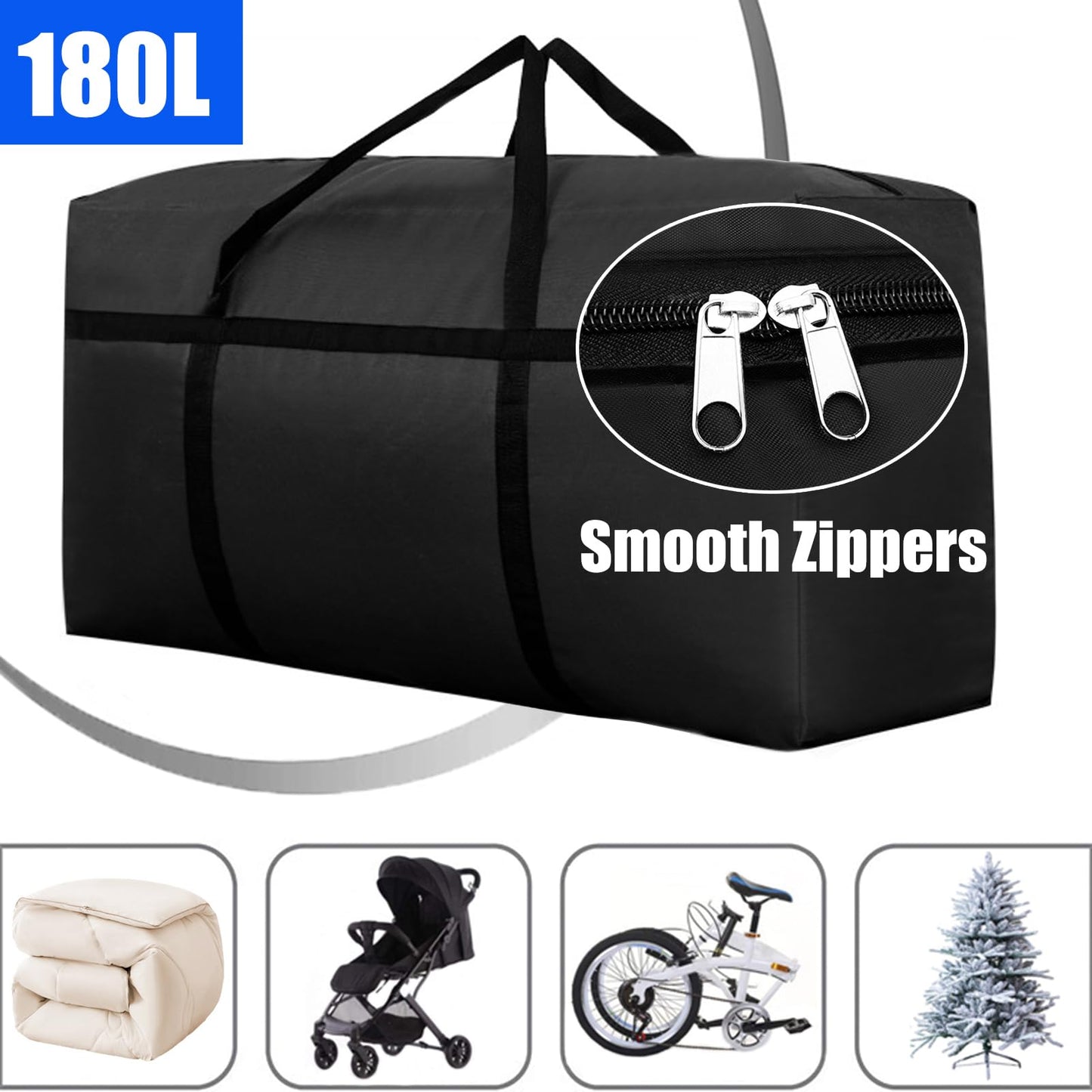 KXF 180L Extra Large Storage Bag Waterproof Heavy Duty Moving Bag Sturdy Space Saver Saving Organiser Underbed Storage Organizer Large Clothes Box