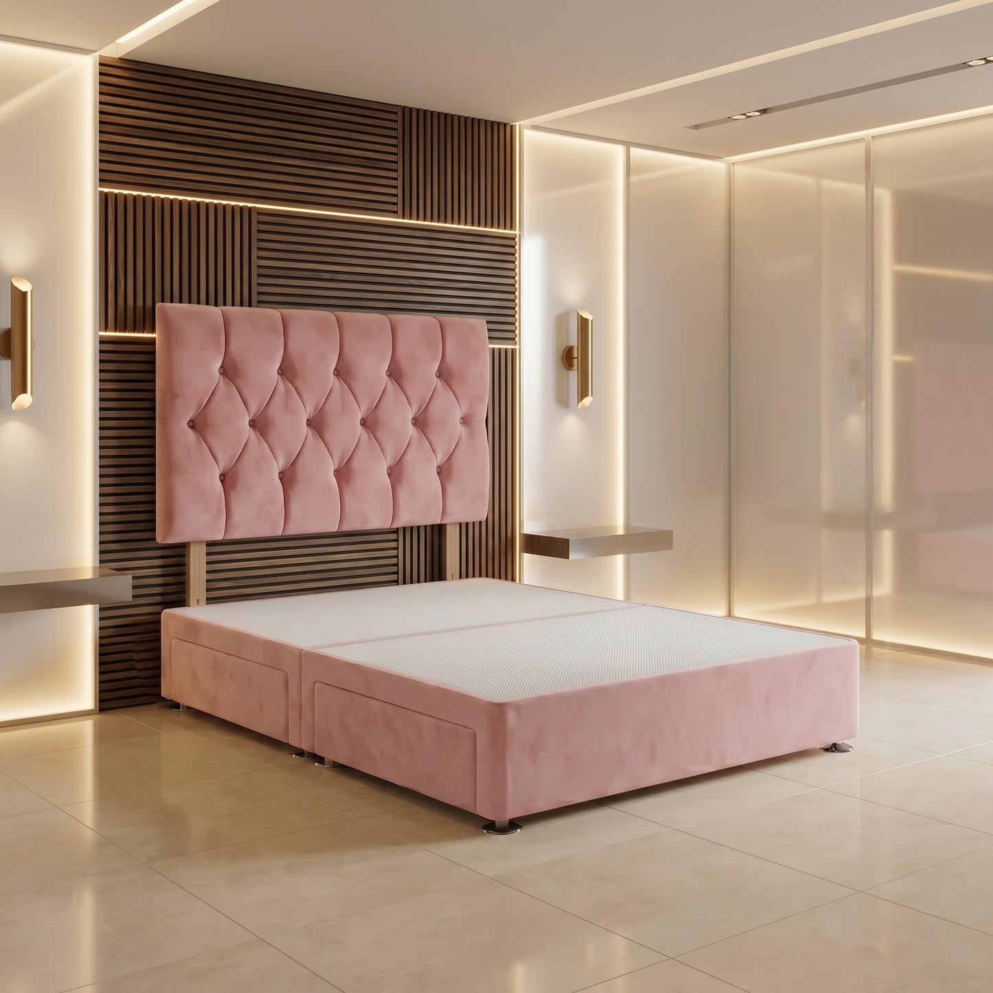Bed Centre Ziggy Plush Single Divan Base 30" Headboard, Pink, 0 Draw