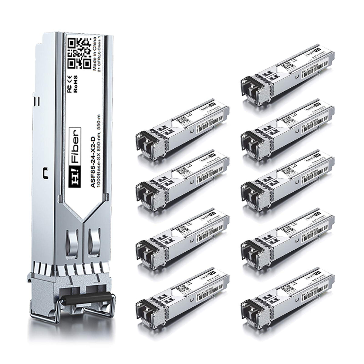 10 pack,1000BASE-SX SFP Transceiver,SFP to LC,1.25G Multimode module Compatible with Cisco GLC-SX-MM/GLC-SX-MMD, MA-SFP-1GB-SX, Ubiquiti UniFi