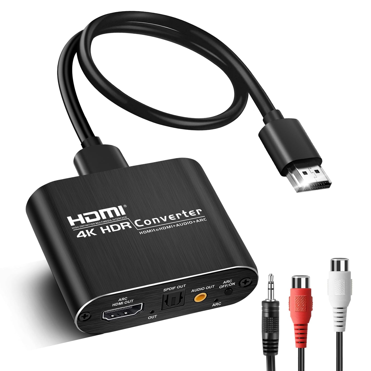 4K@60Hz HDMI Audio Extractor with 1.2m HDMI Cable avedio links, Optical Toslink SPDIF + 3.5mm AUX Stereo Audio Out, HDmi Audio Converter Adapter