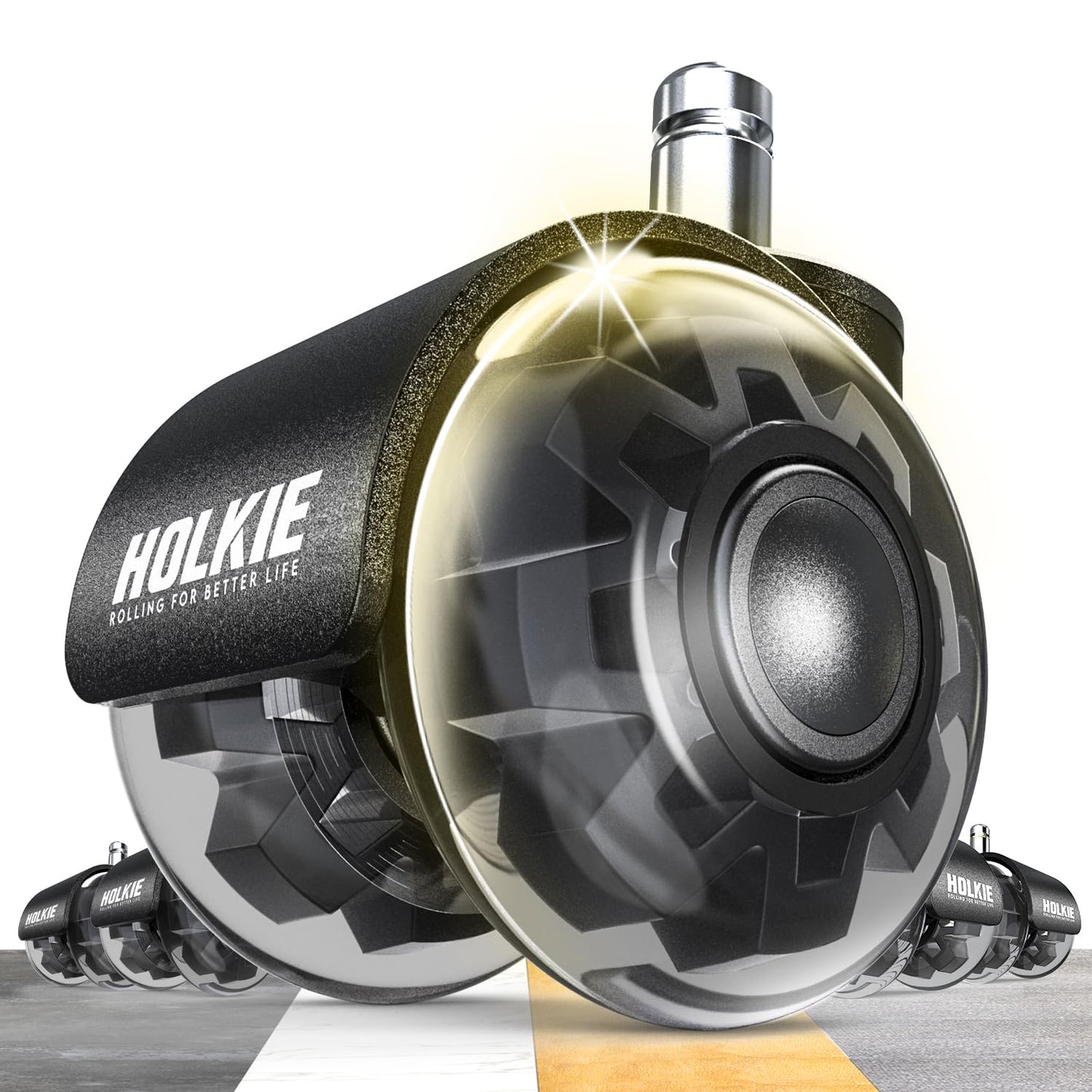HOLKIE Office Chair Wheels 11x22mm Universal Fit 2 Inch Castors Replacement, Black Dual Rubber Smooth & Silent Chair Casters Wheels-Set of 5 For