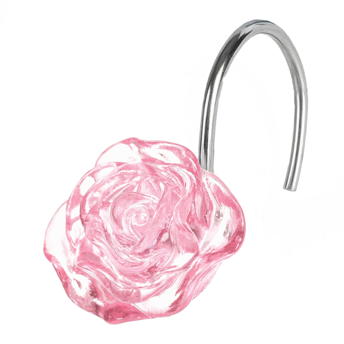 Pink Flower Shower Curtain Hooks: Floral Shower Curtain Rings for Bathroom D?cor - Cute Decorative Hooks for Flower Leaf Plant Botanical Themed Shower