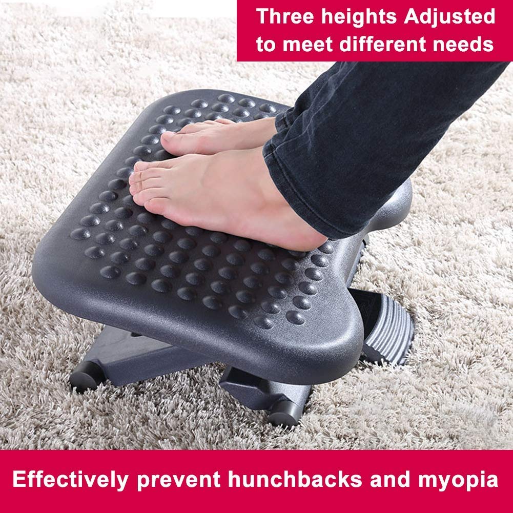 Ergonomic Foot Rest Under Desk, Height Adjustable Plastic Footrest with Massage Point for Office Home
