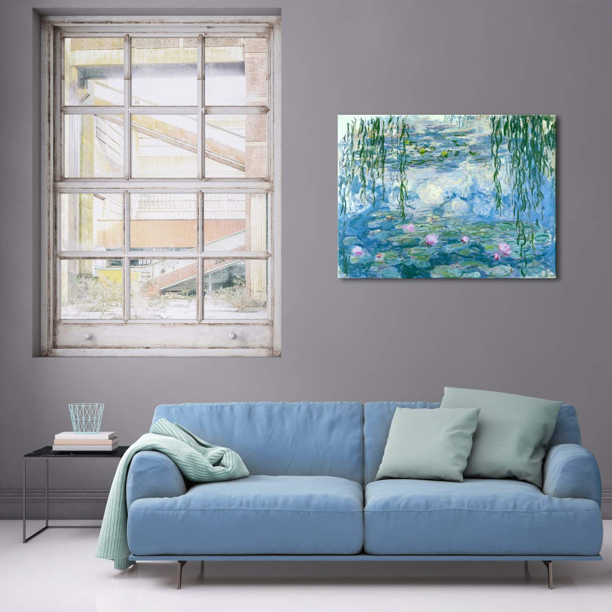 Wieco Art - Water Lilies by Claude Monet Oil Paintings Flowers Reproduction Giclee Canvas Prints Modern Landscape Artwork Picture Printed on Canvas