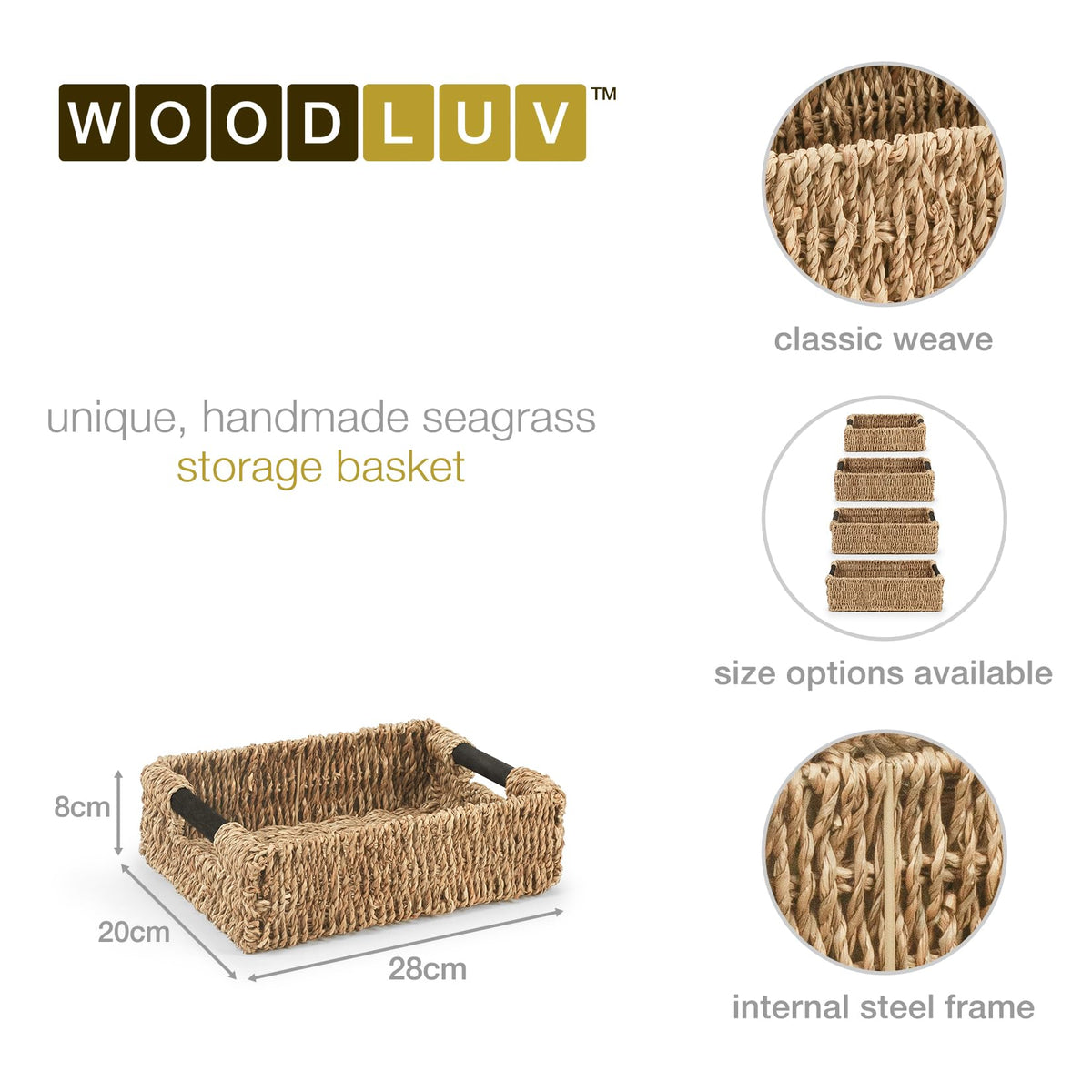 Woodluv Storage Baskets, Storage Baskets for Shelves, Nesting Storage Box Organiser | Shelf Hamper Organiser for Bathroom, Bedroom