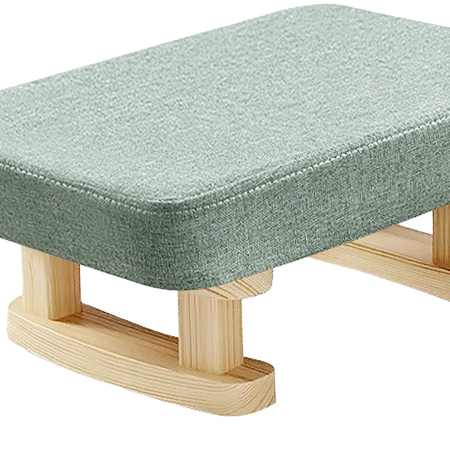 Folpus Padded Foot Stool Foot Rest with Wooden Legs Small Low Ottoman Rectangle Chair Step Stool for Bed