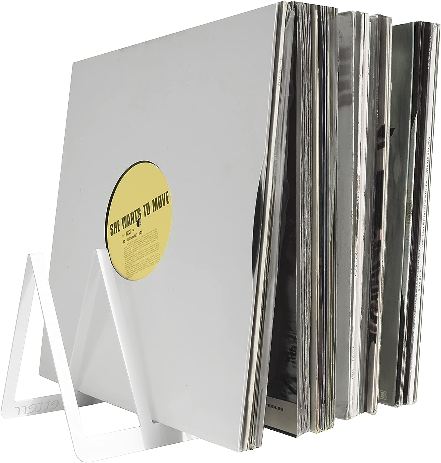 etterr Display Stand, Shelf and Storage for 50 Vinyl Discs (White x 2)