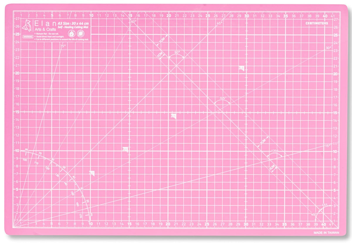 Elan A3 Cutting Mat Pink and Purple, 5-Ply Hobby Board for Crafts 44X30 CM, Self Healing Cutting Mat A3, Recycled PVC Craft Board for Sewing